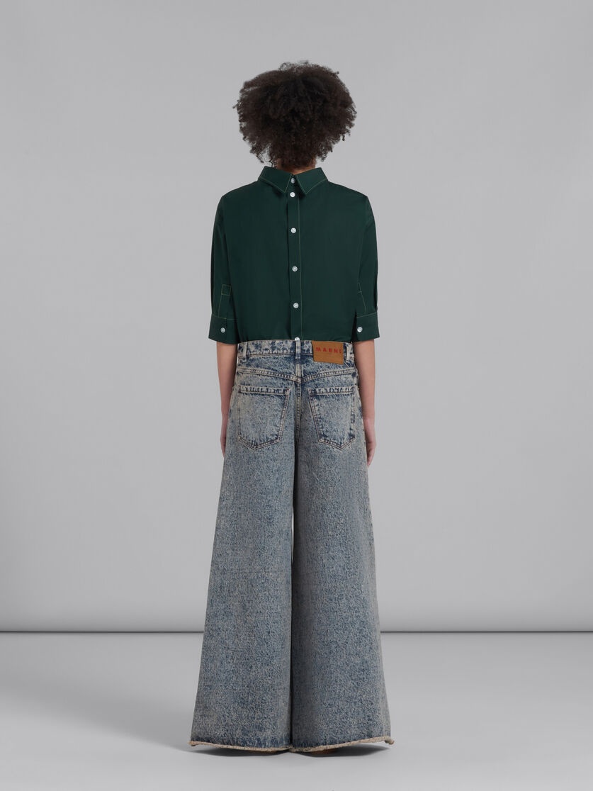 PINK MARBLED DENIM WIDE-LEG TROUSERS - 3