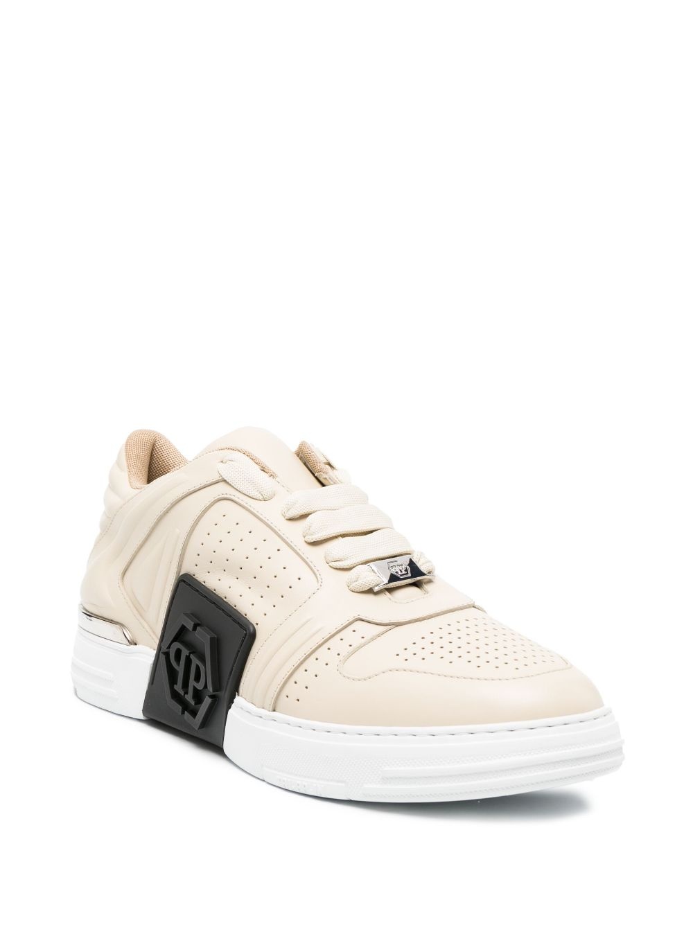 low-top leather sneakers - 2