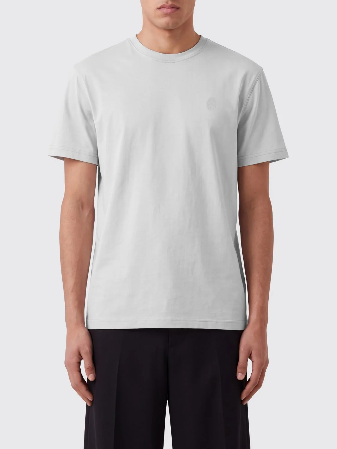 McQueen Crewneck Cotton T-shirt with a Tone-on-Tone Logo - 1