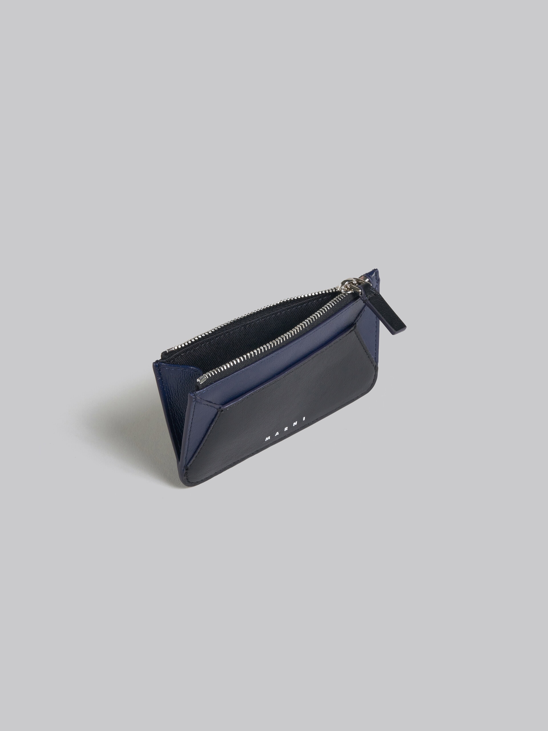 NAVY BLUE AND BLACK LEATHER CARD CASE - 2