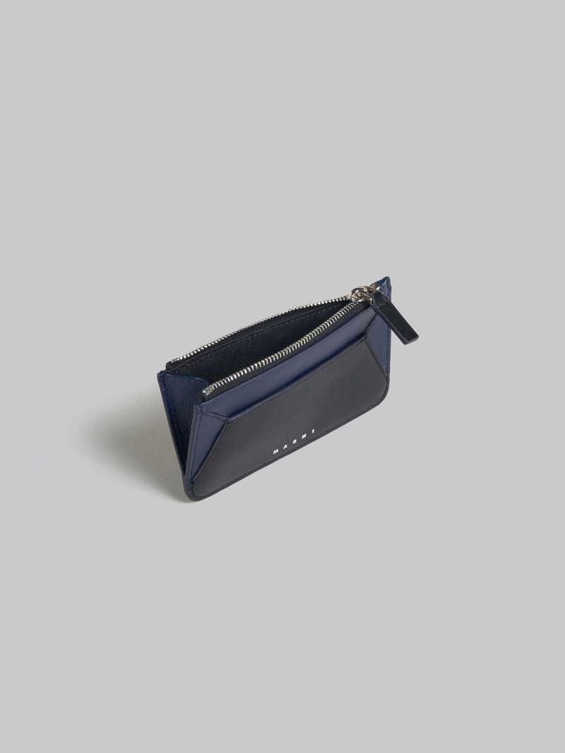 Marni NAVY BLUE AND BLACK LEATHER CARD CASE outlook