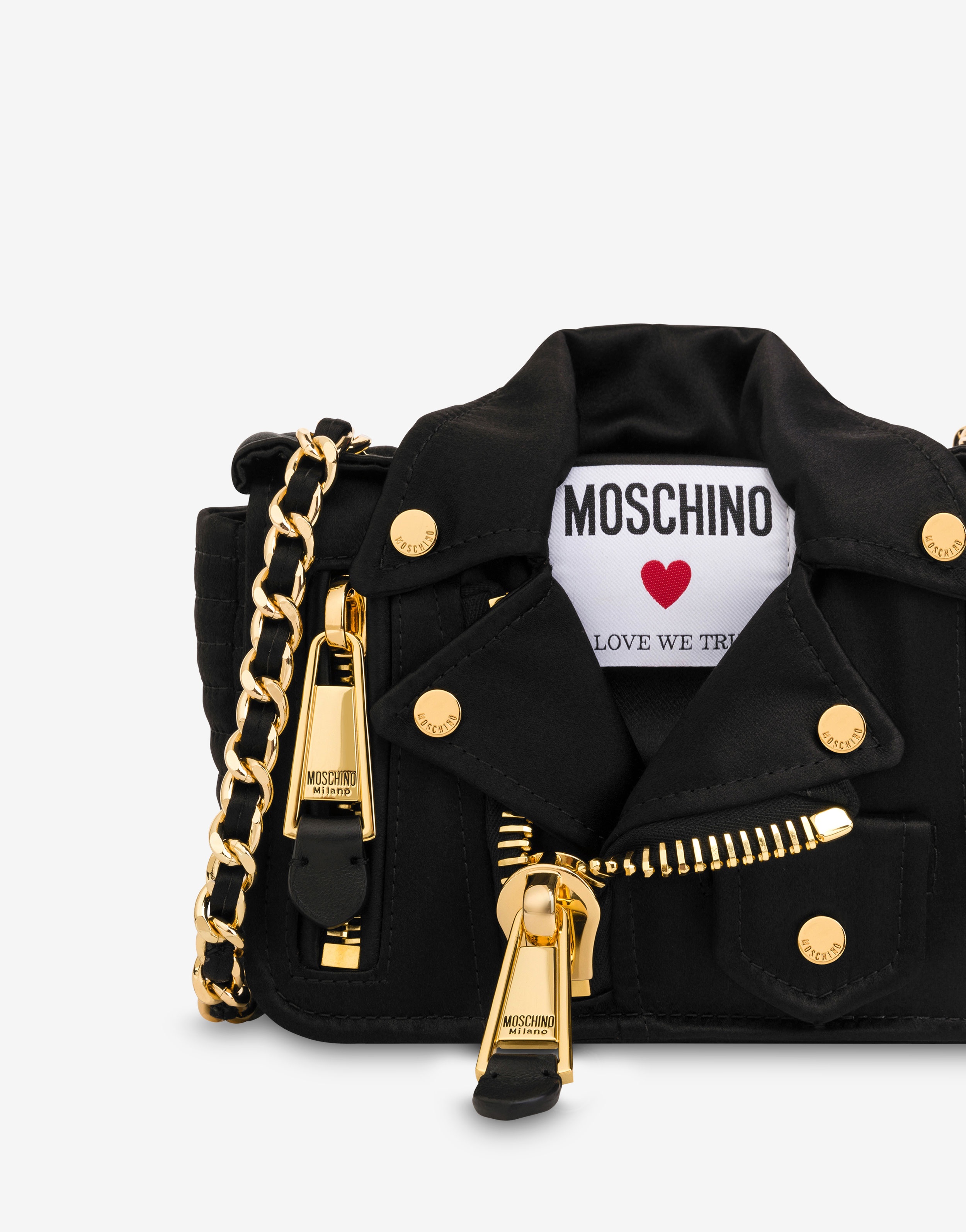 MOSCHINO IN LOVE WE TRUST SATIN BIKER BAG - 4