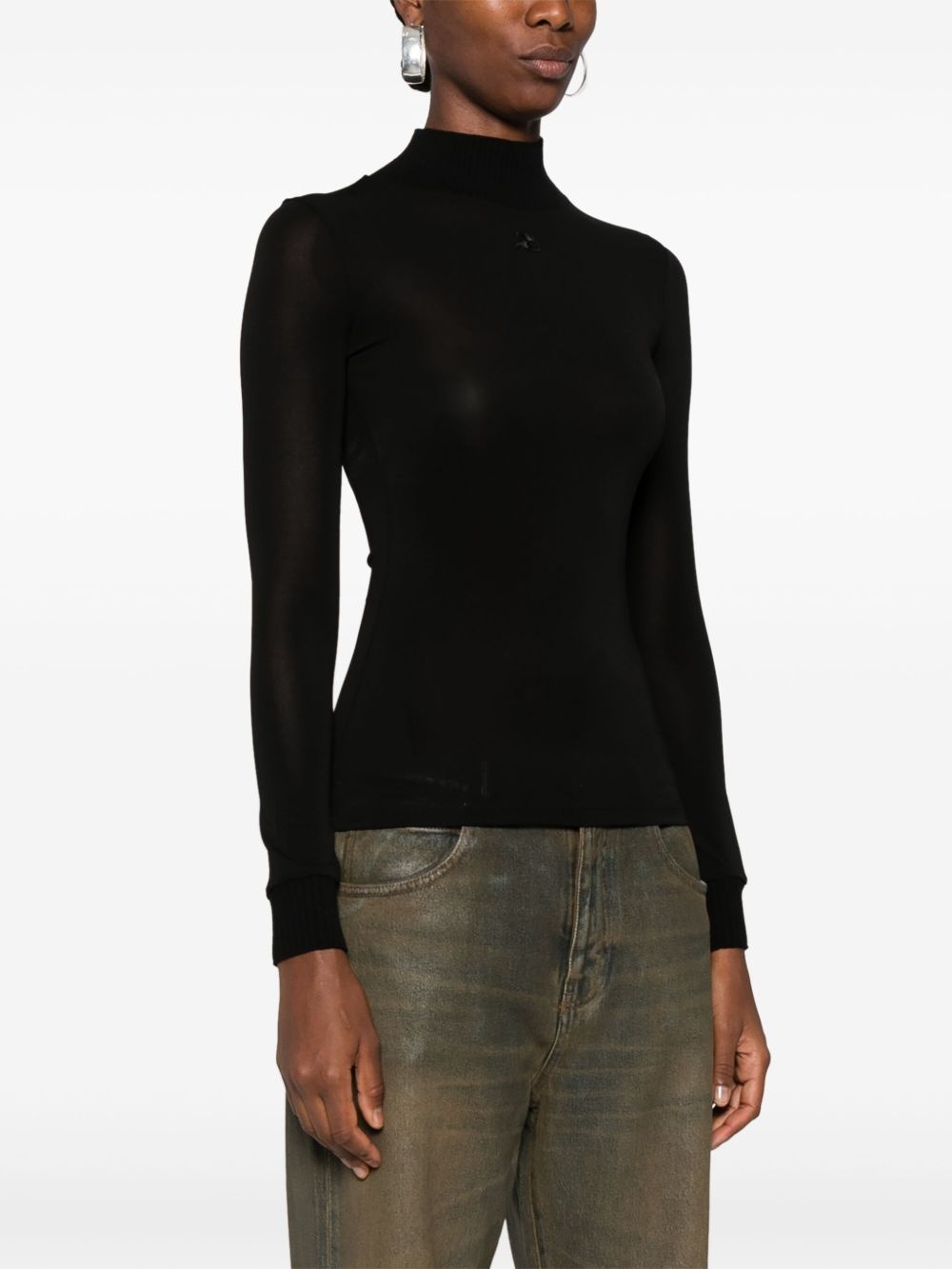 logo-patch roll-neck top - 3