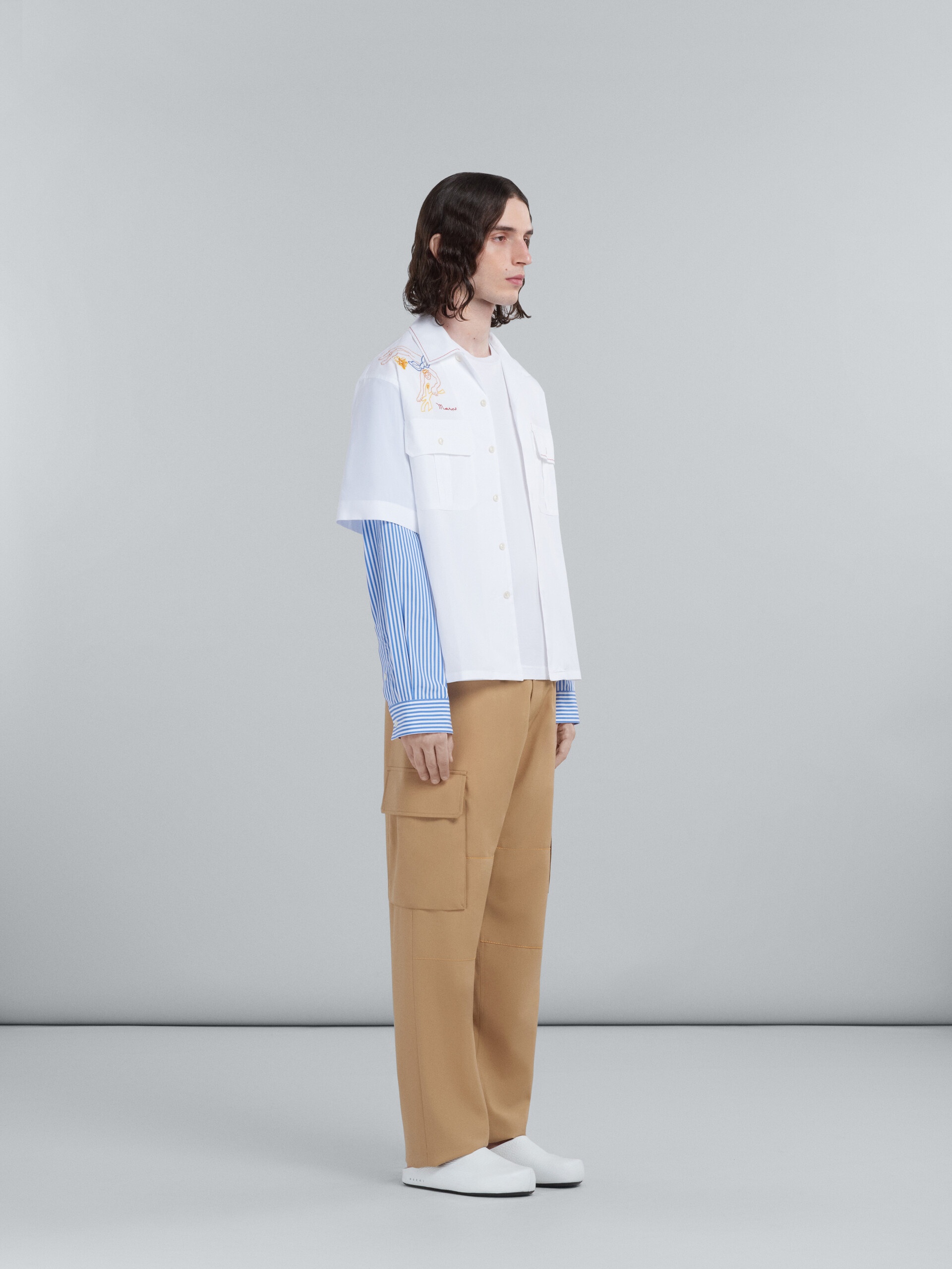 WHITE POPLIN SHIRT WITH EMBROIDERY - 5