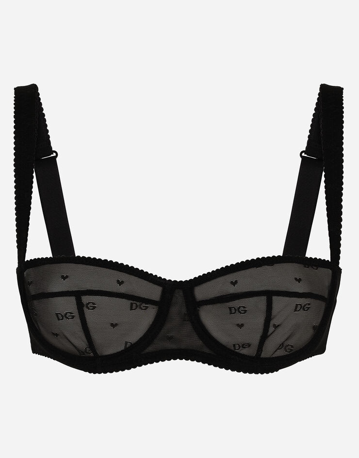 Jacquard tulle balconette bra - 1