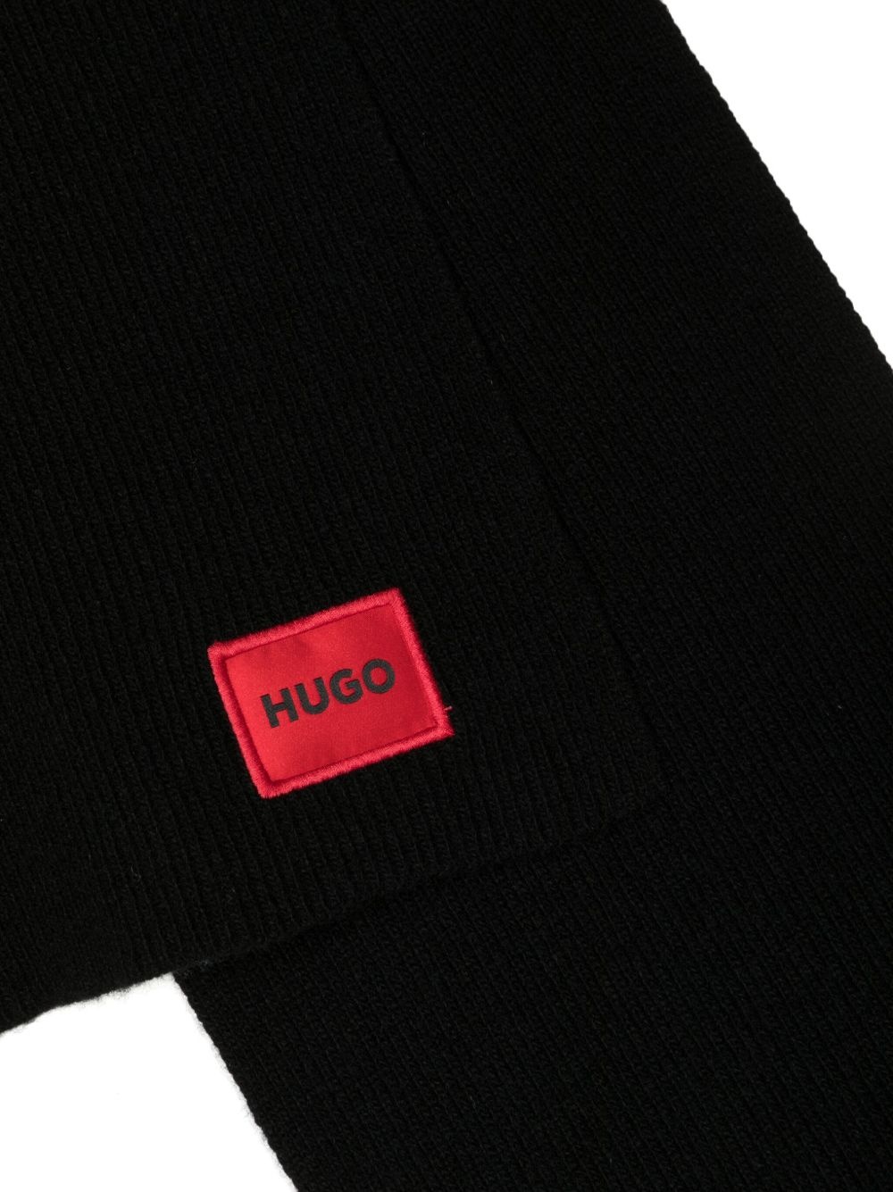 logo-patch knitted scarf - 2
