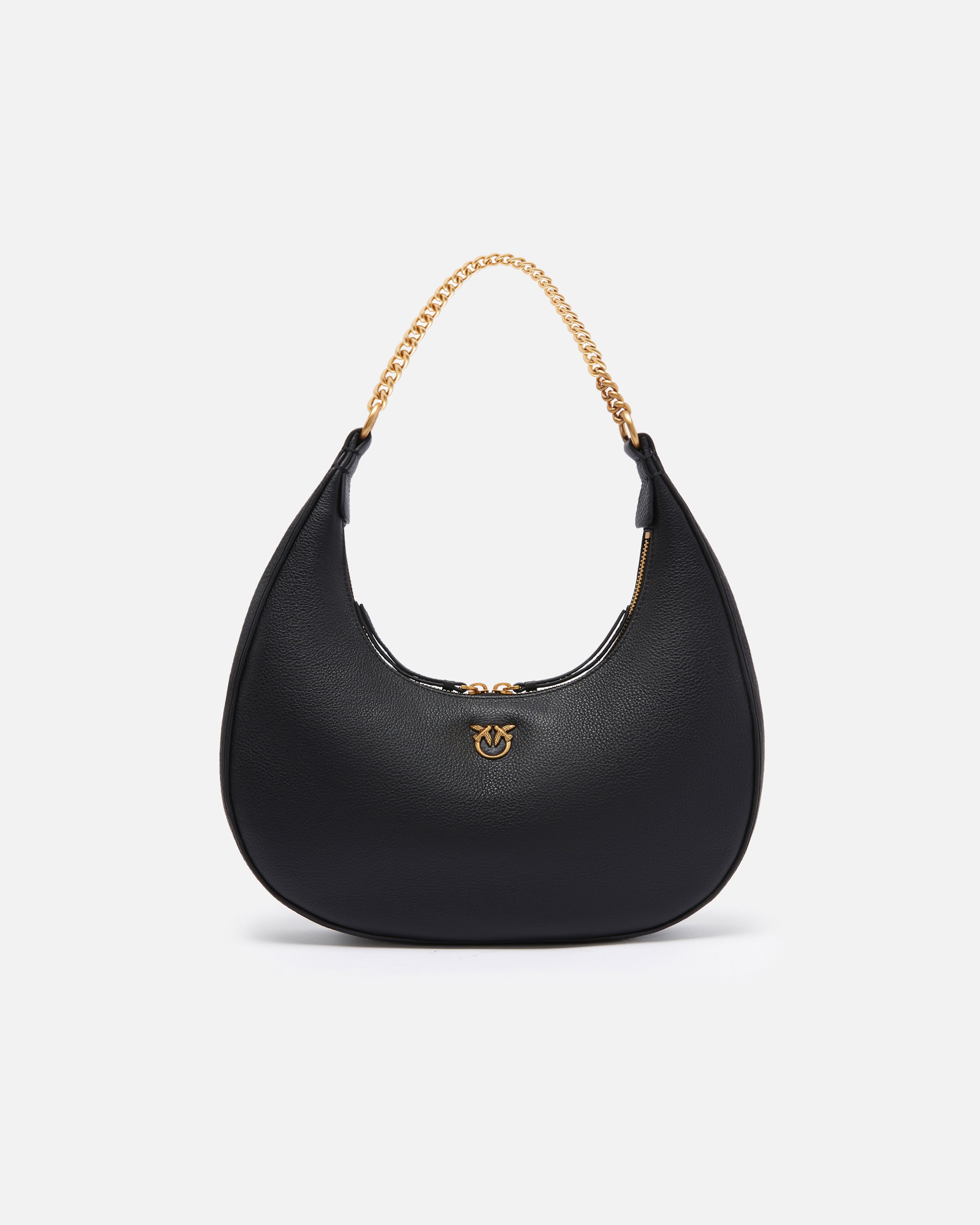 LARGE TUMBLED LEATHER SHOULDER BAG WITH CHAIN - 1