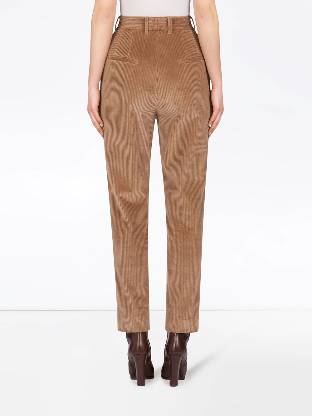 corduroy high-waisted tapered trousers - 4