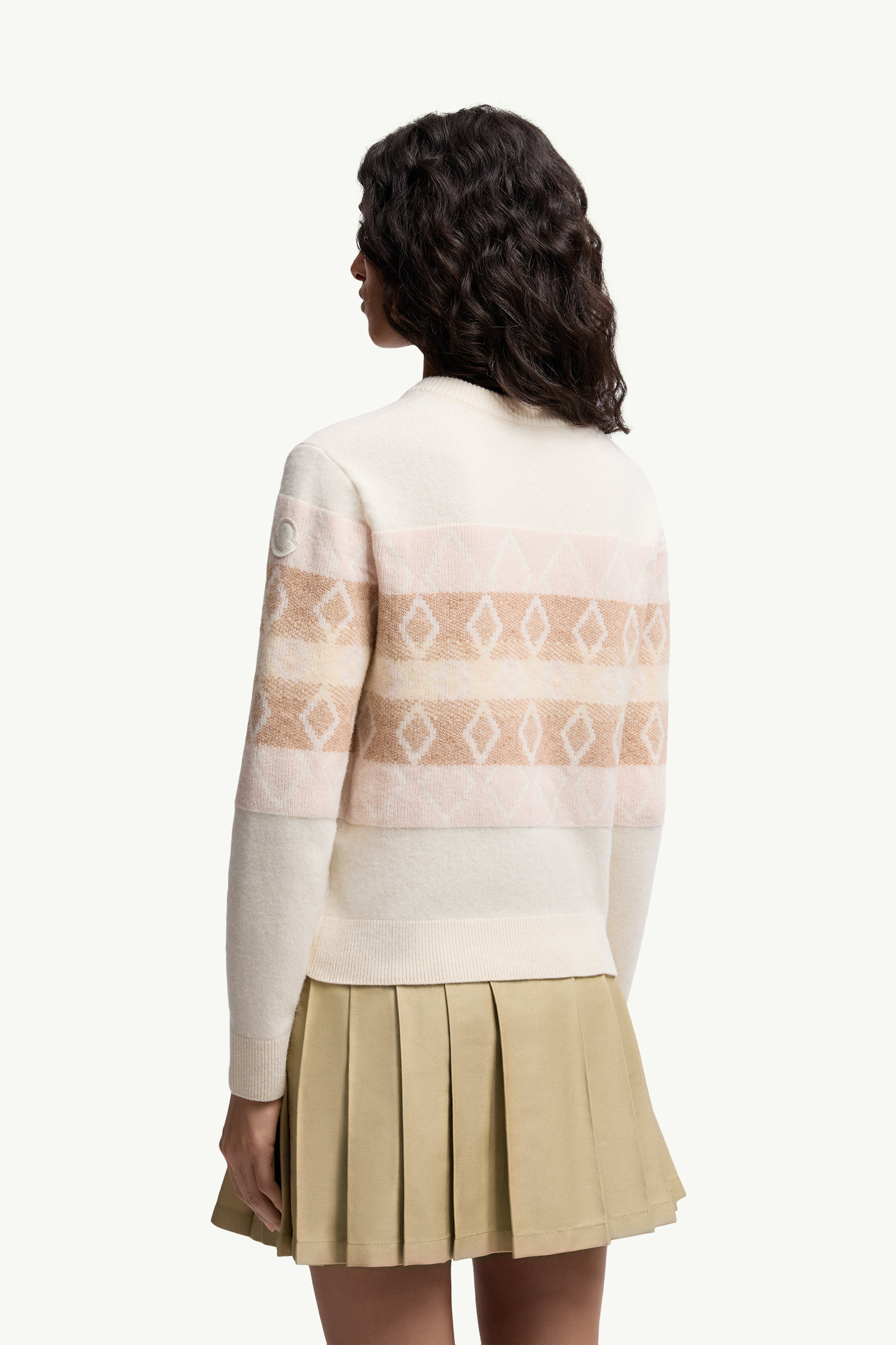 Rhombus Pattern Wool V-Neck Sweater - 5