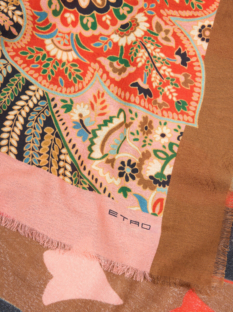 COTTON-BLEND JACQUARD SHAWL WITH FLORAL PAISLEY MOTIF 3