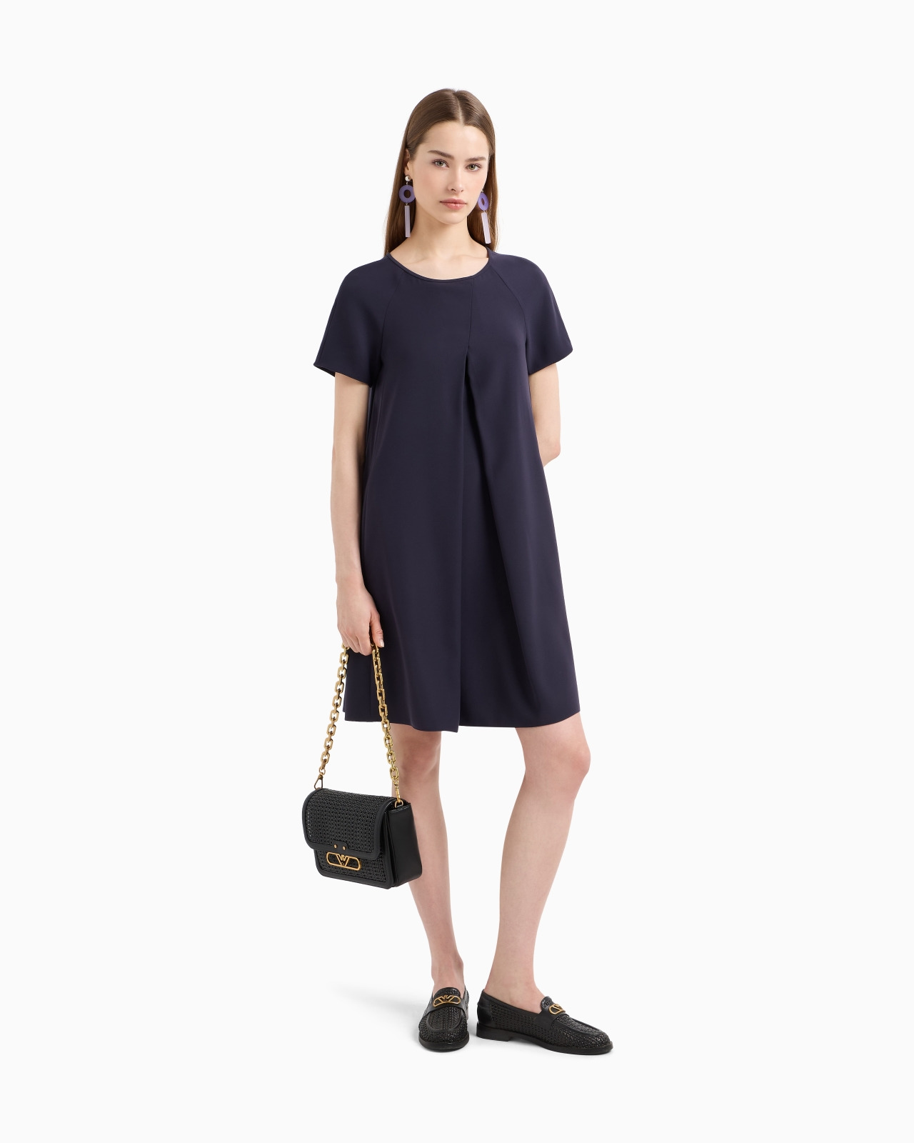 TECHNO CADY FLARED DRESS WITH OVERSIZED GODET PLEAT - 2
