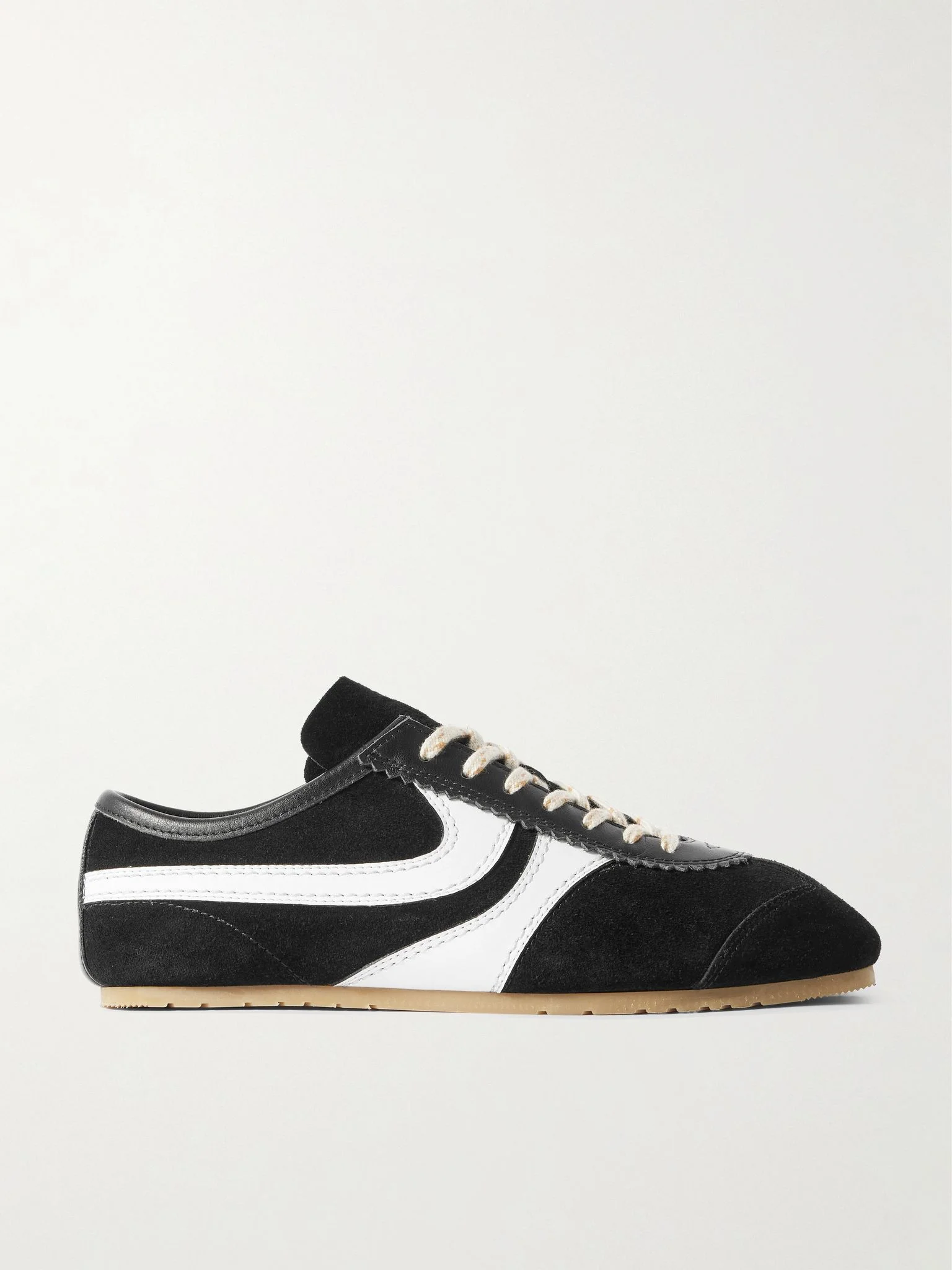 Leather-trimmed suede sneakers Black - 1