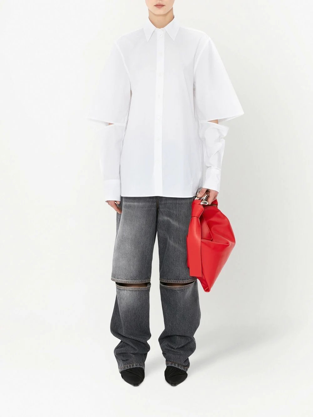 cut-out straight jeans - 2
