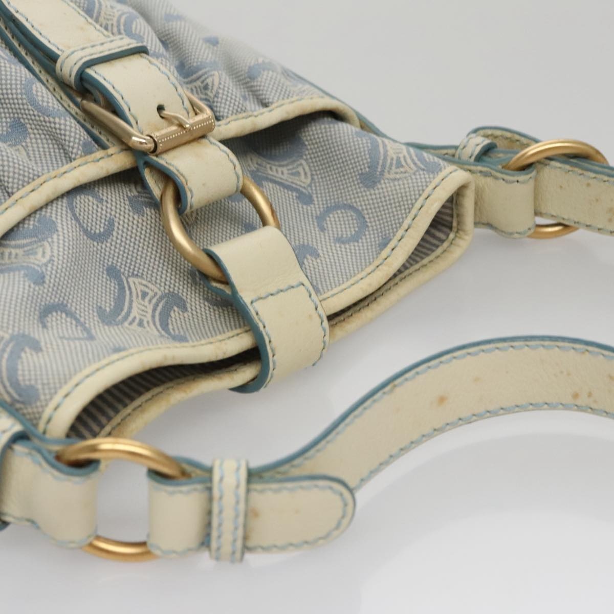 CELINE C Macadam Canvas Shoulder Bag Light Blue - 6