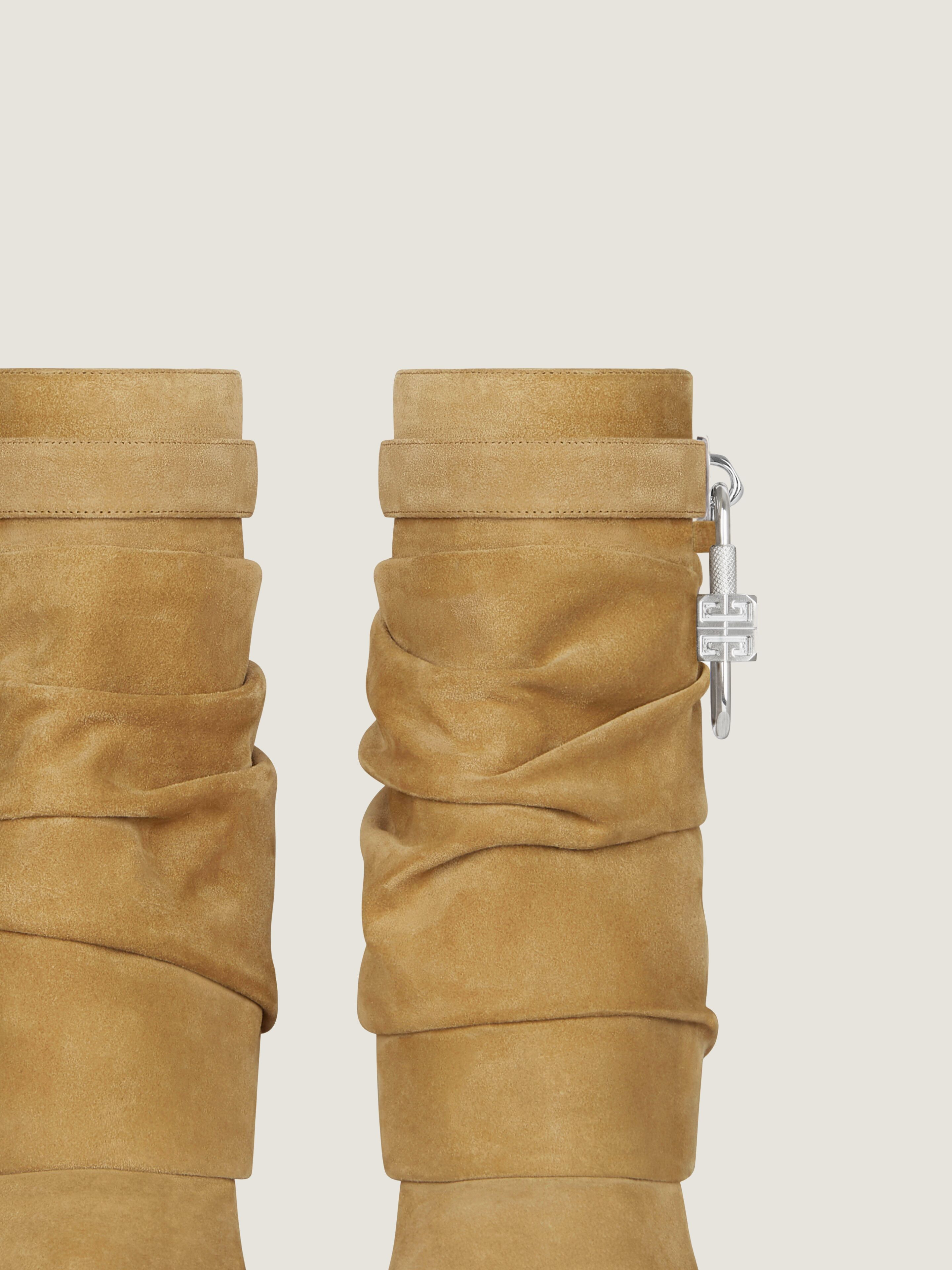 SHARK LOCK STILETTO ANKLE BOOTS IN SUEDE - 5