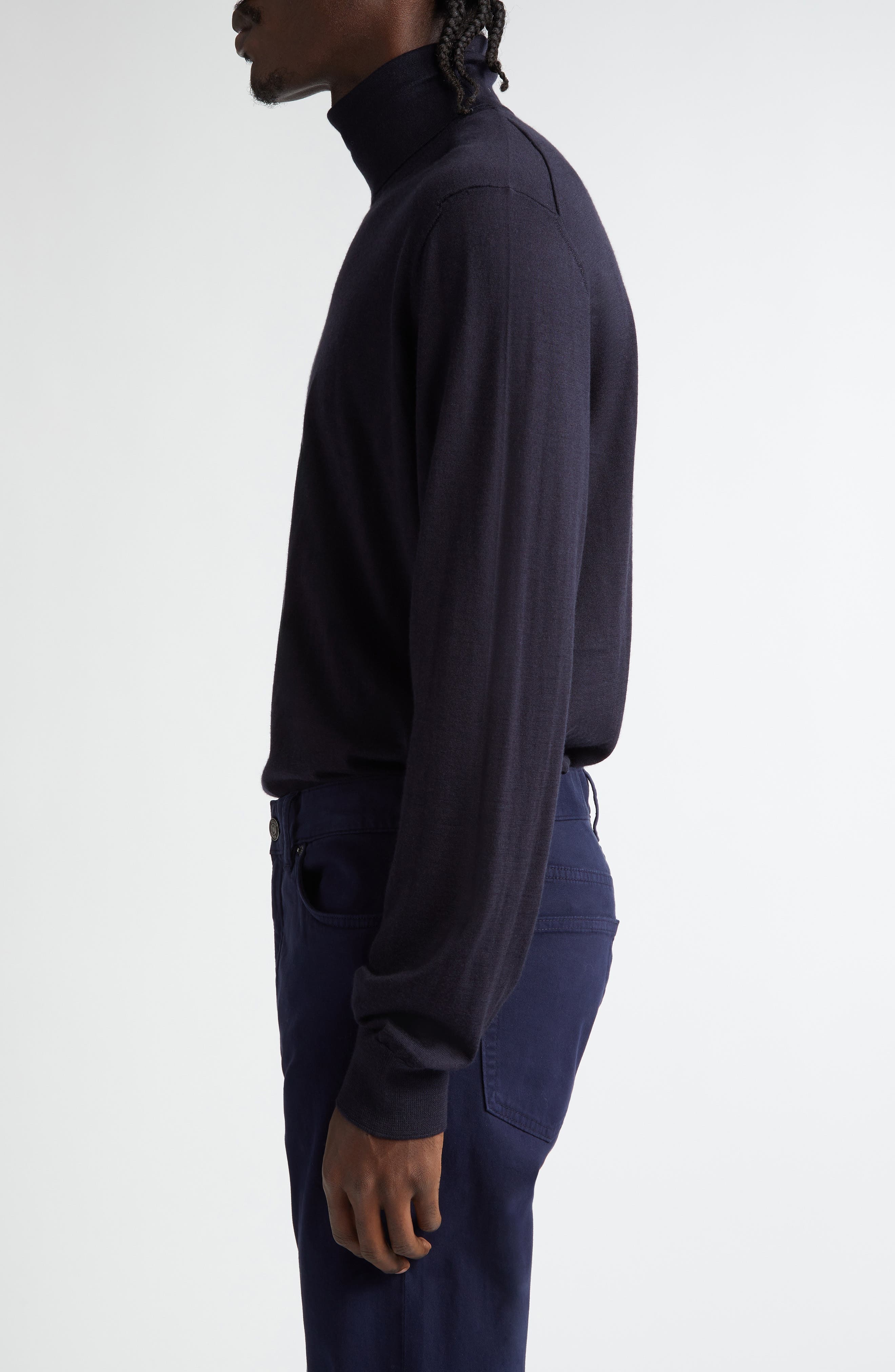 ZEGNA Casheta Cashmere & Silk Turtleneck Sweater in Navy at Nordstrom - 3