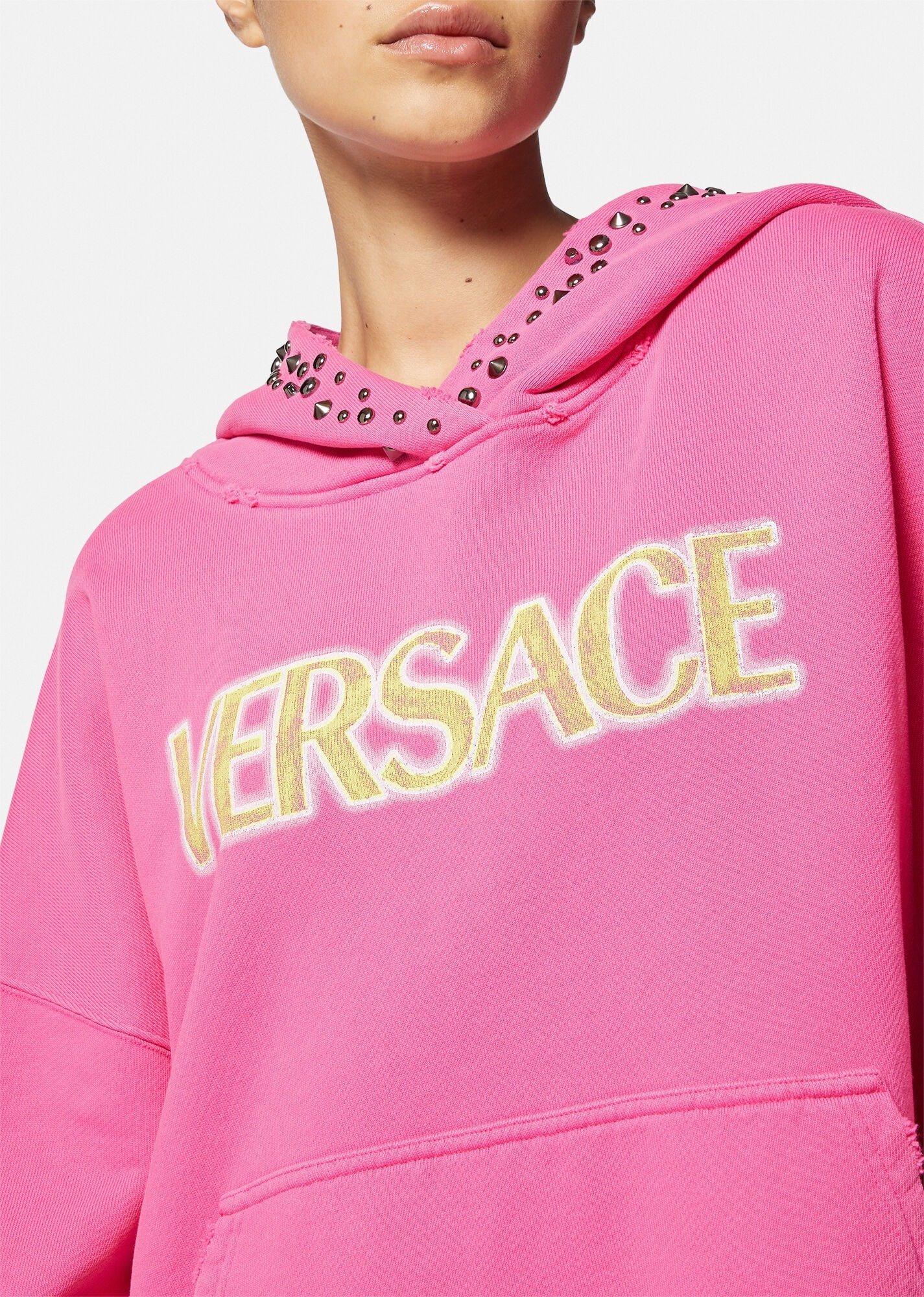 Studded Distressed Logo Hoodie - 5