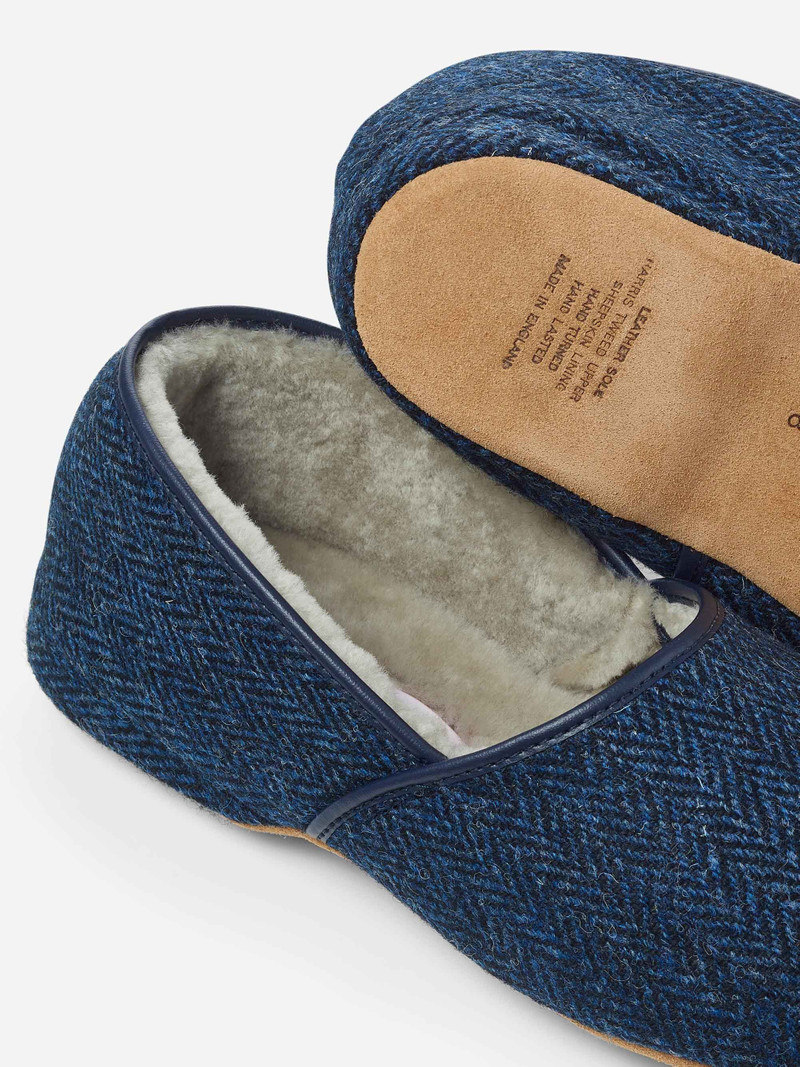 Men's Slippers Crawford 2 Harris Tweed Sheepskin Navy 4