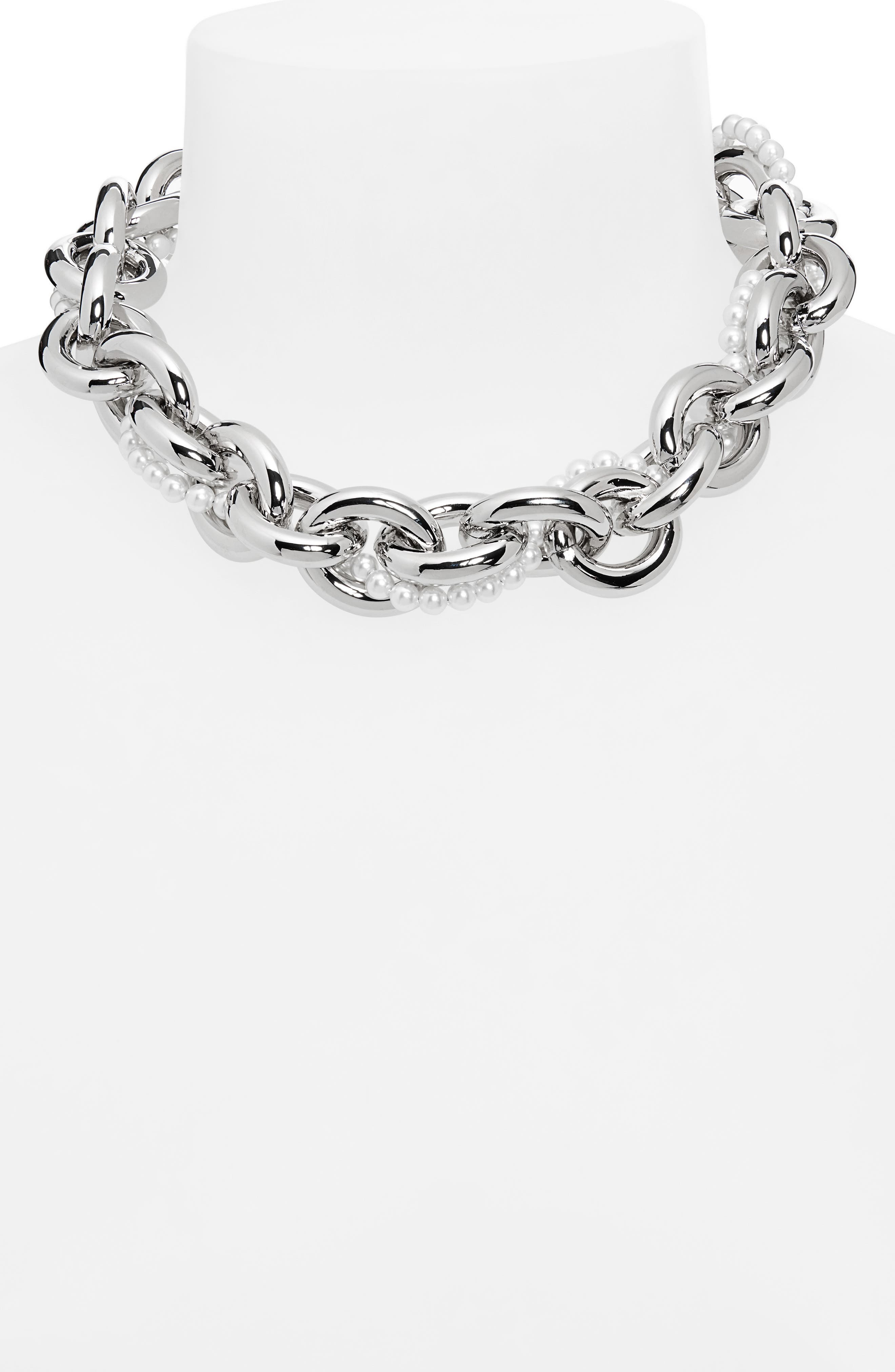 Simone Rocha XL Faux Pearl Chain Necklace in Pearl/Rhodium at Nordstrom - 2