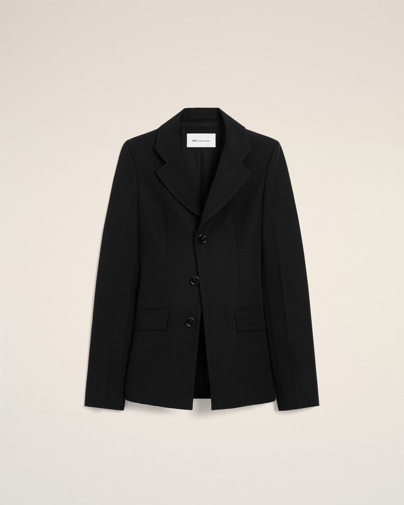 BLACK NEW WOOL SINGLE BREASTED FITTED JACKET 1