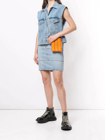 MSGM panelled high-waisted denim skirt outlook