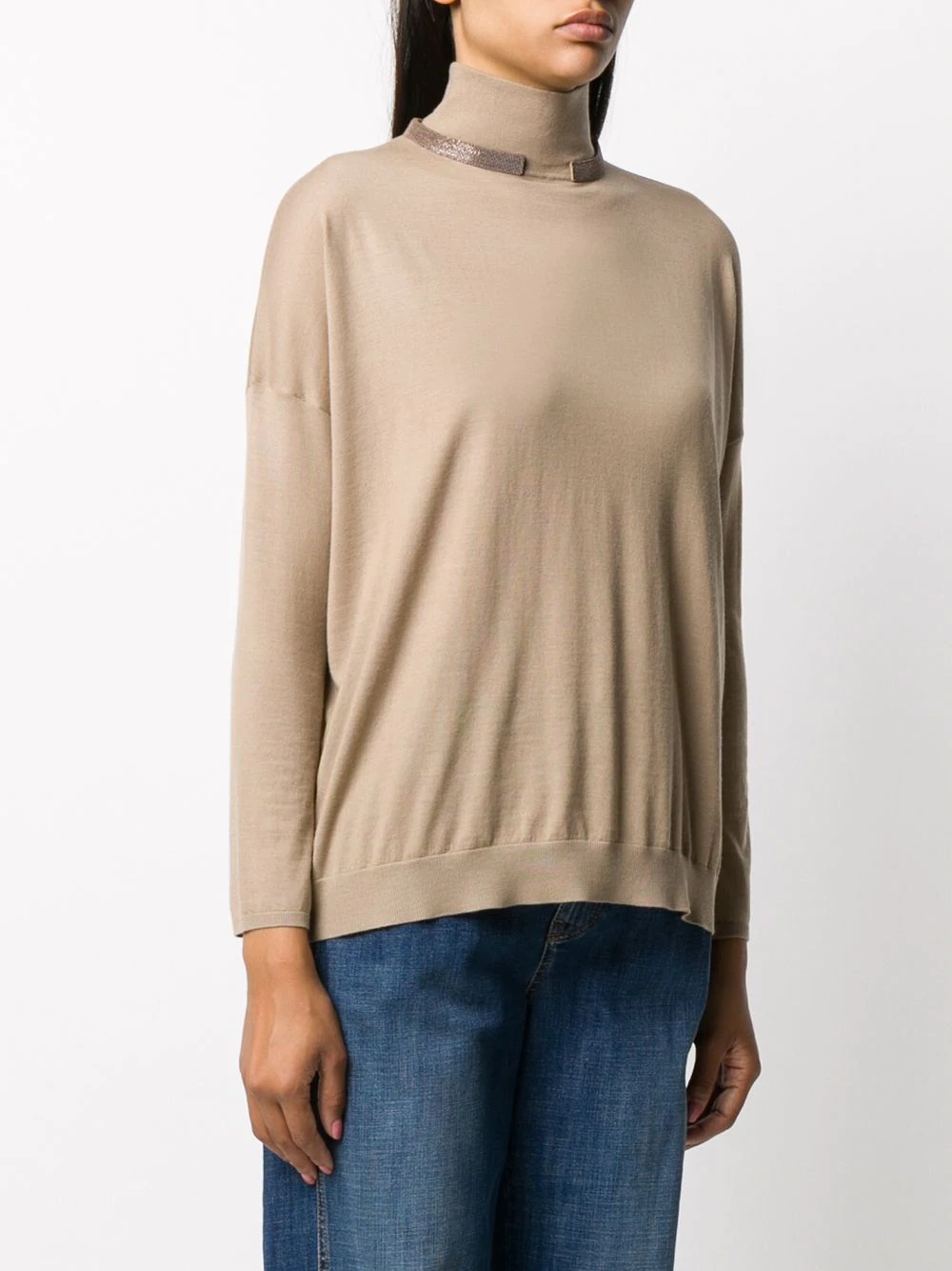 metal detail roll-neck top - 3