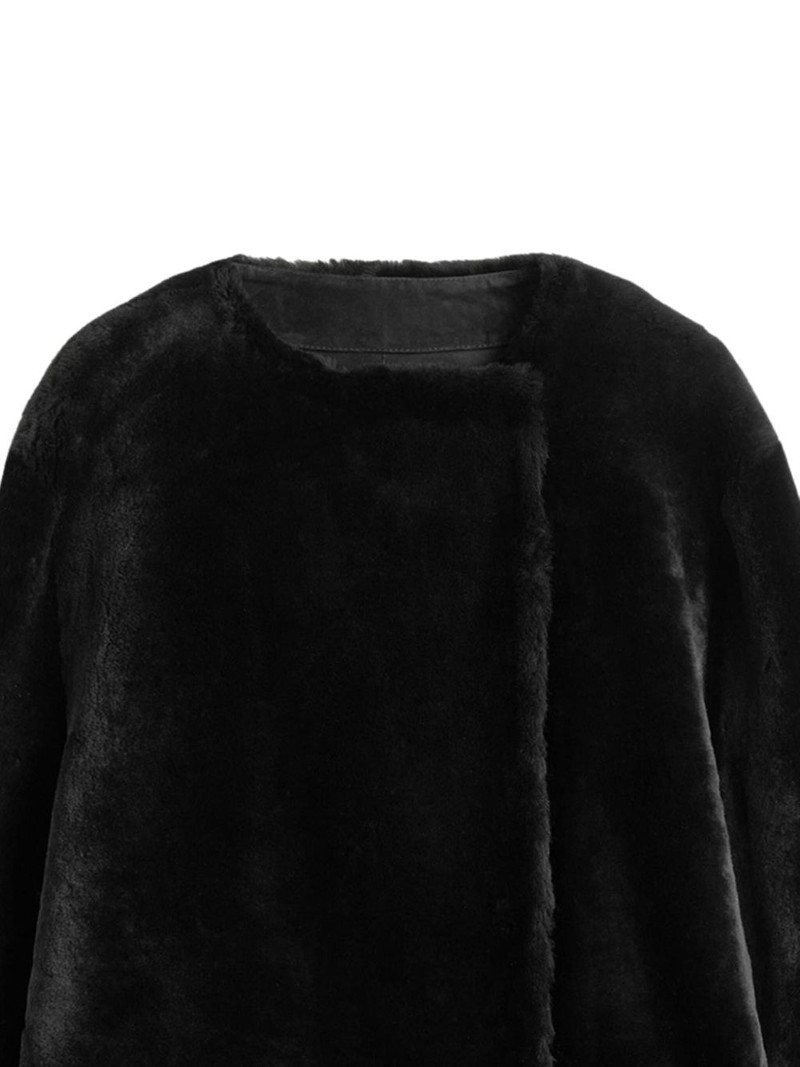 Totême shearling collarless coat outlook