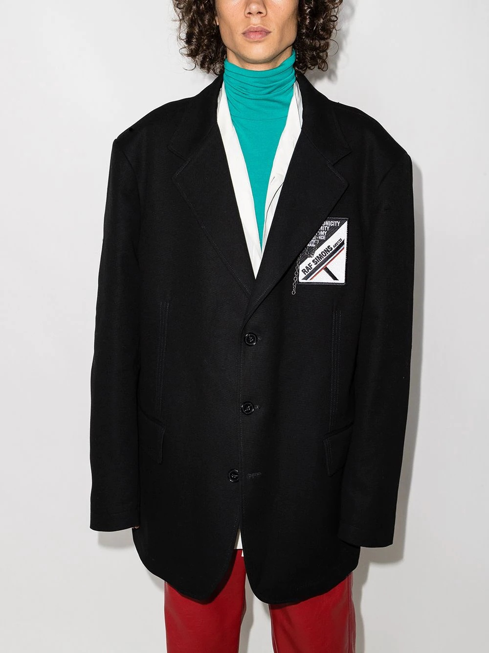 logo-patch single-breasted blazer - 2