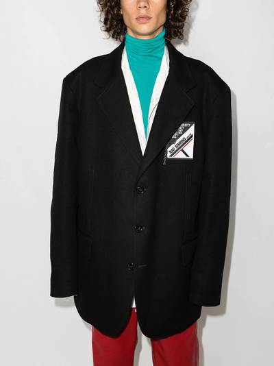 Raf Simons logo-patch single-breasted blazer outlook