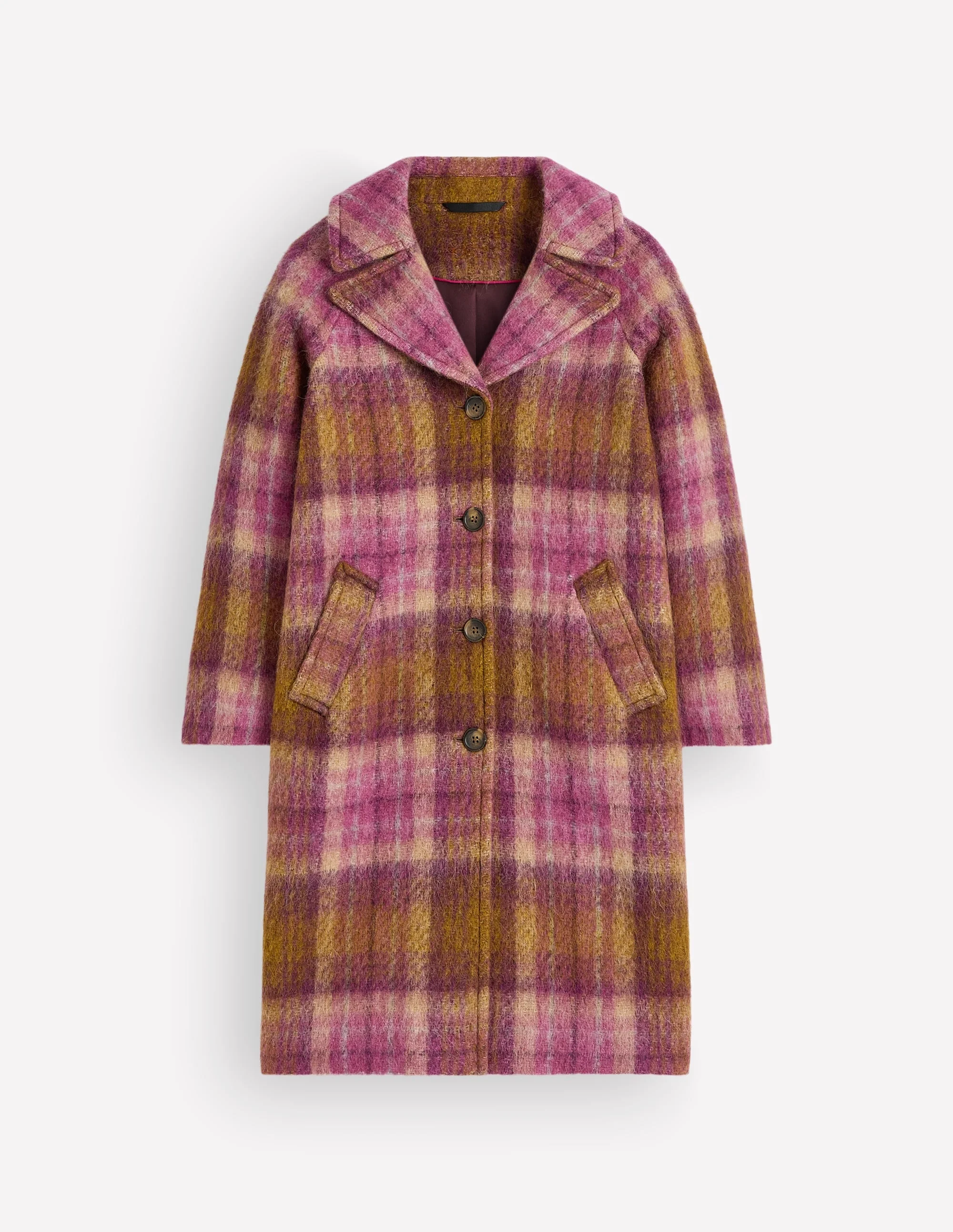 Cotswold Wool Coat-Camel, Pink Check - 1