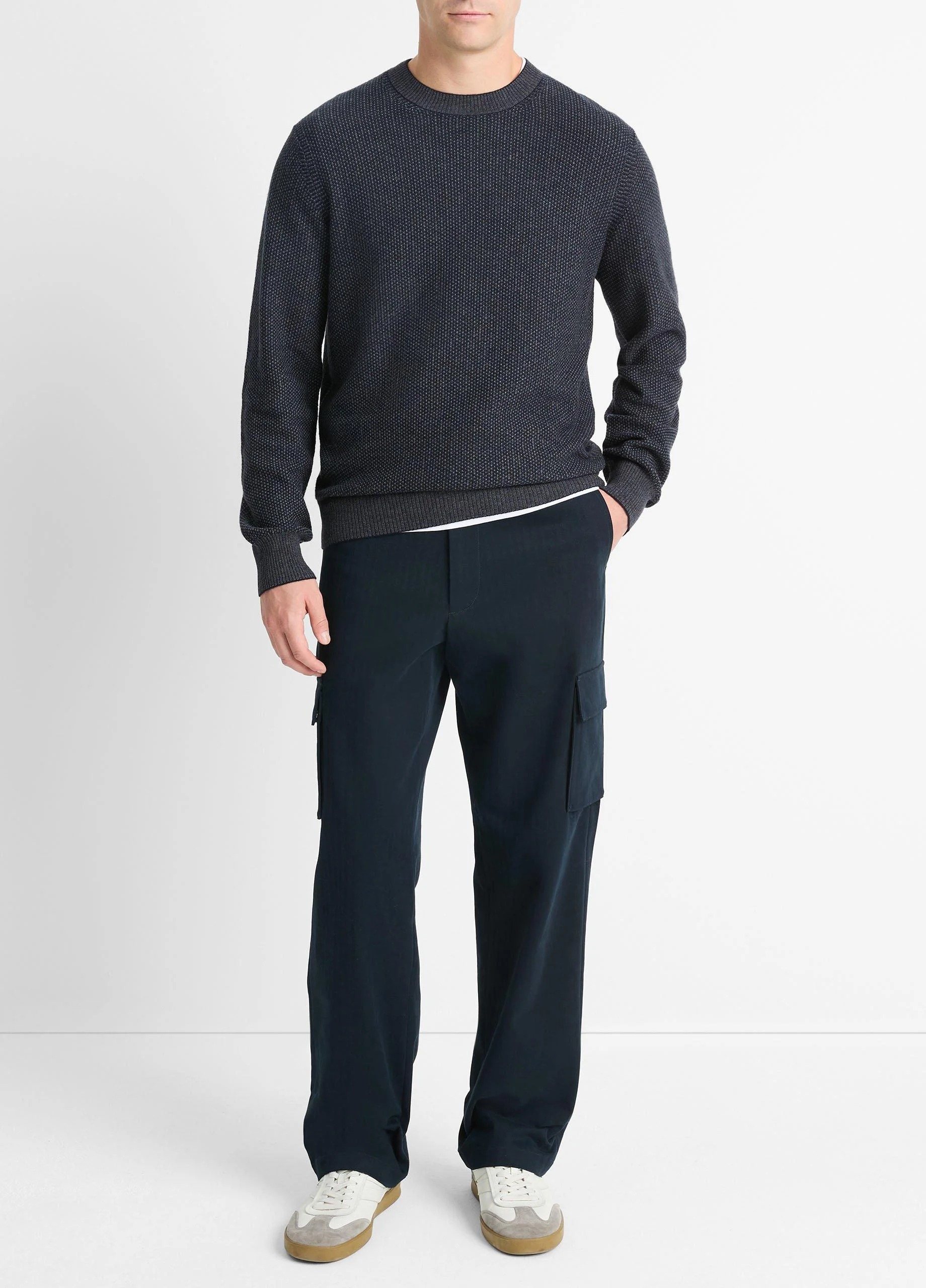 Geo-Jacquard Wool-Blend Crew Neck Sweater - 1
