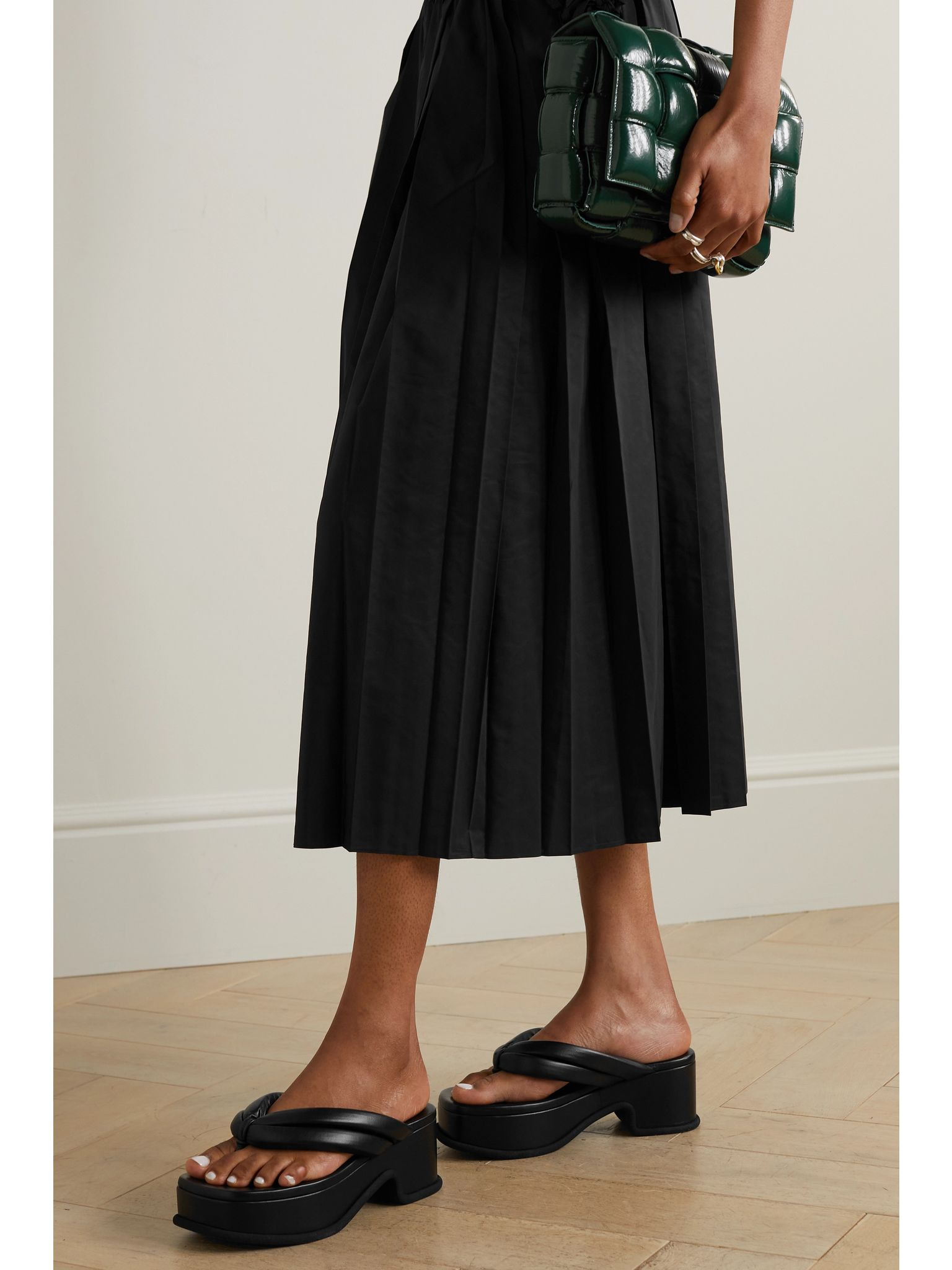Leather platform sandals Black - 2