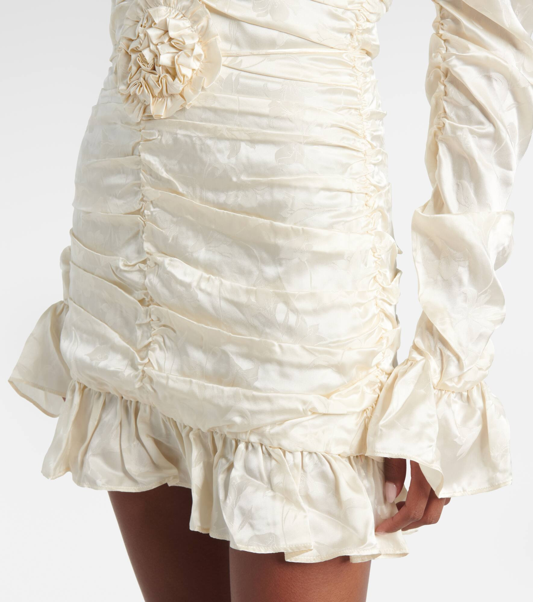 Bridal ruched silk satin minidress - 5