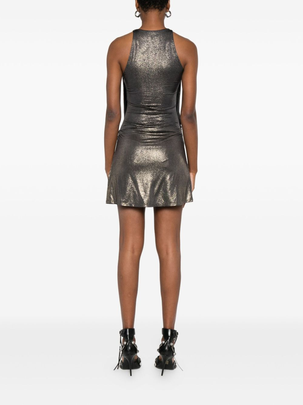 metallic-effect mini dress - 4