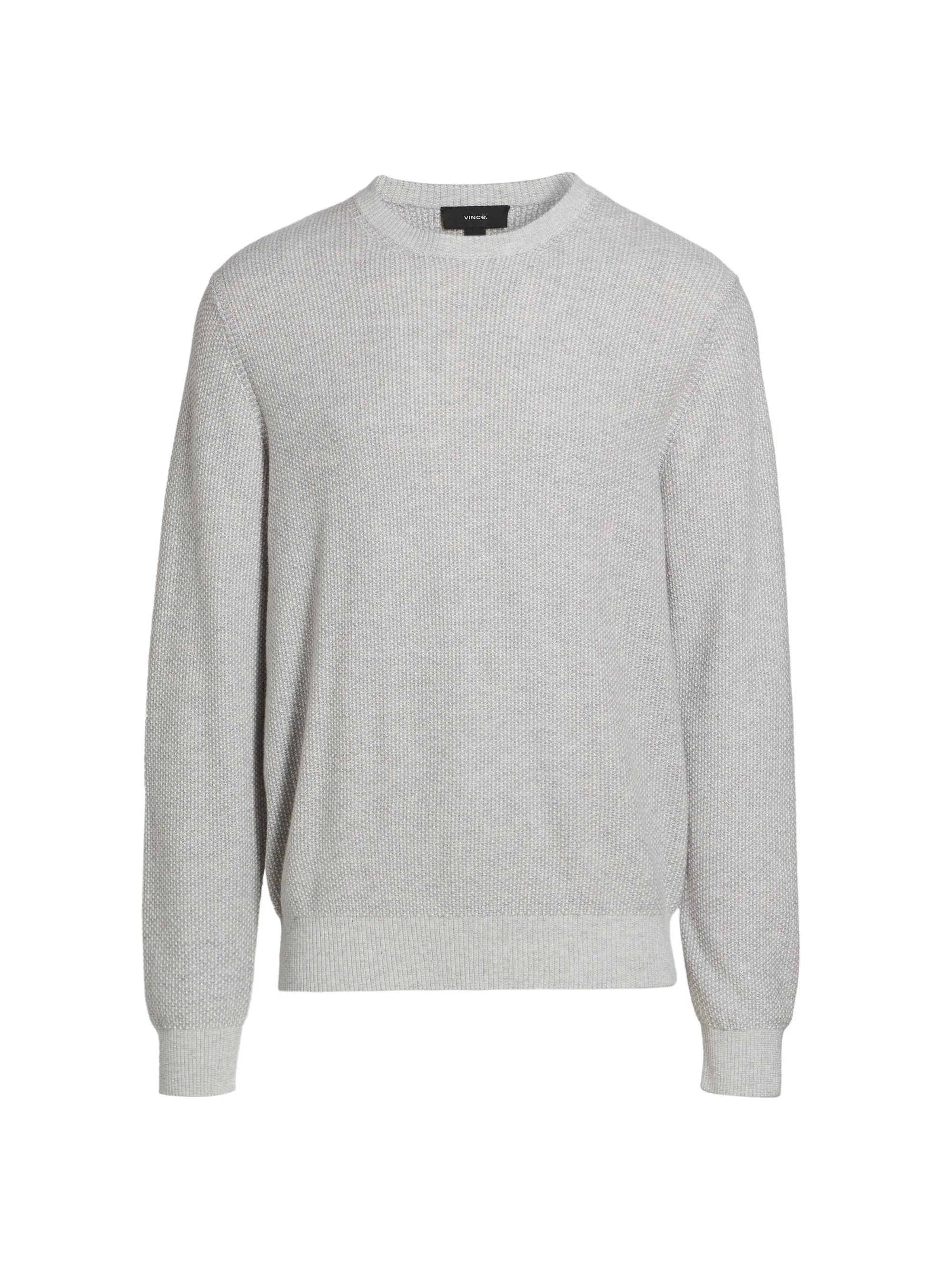 Men's Geo Jacquard Long-Sleeve Crewneck Sweater - Heather Grey Classic Cream - 1