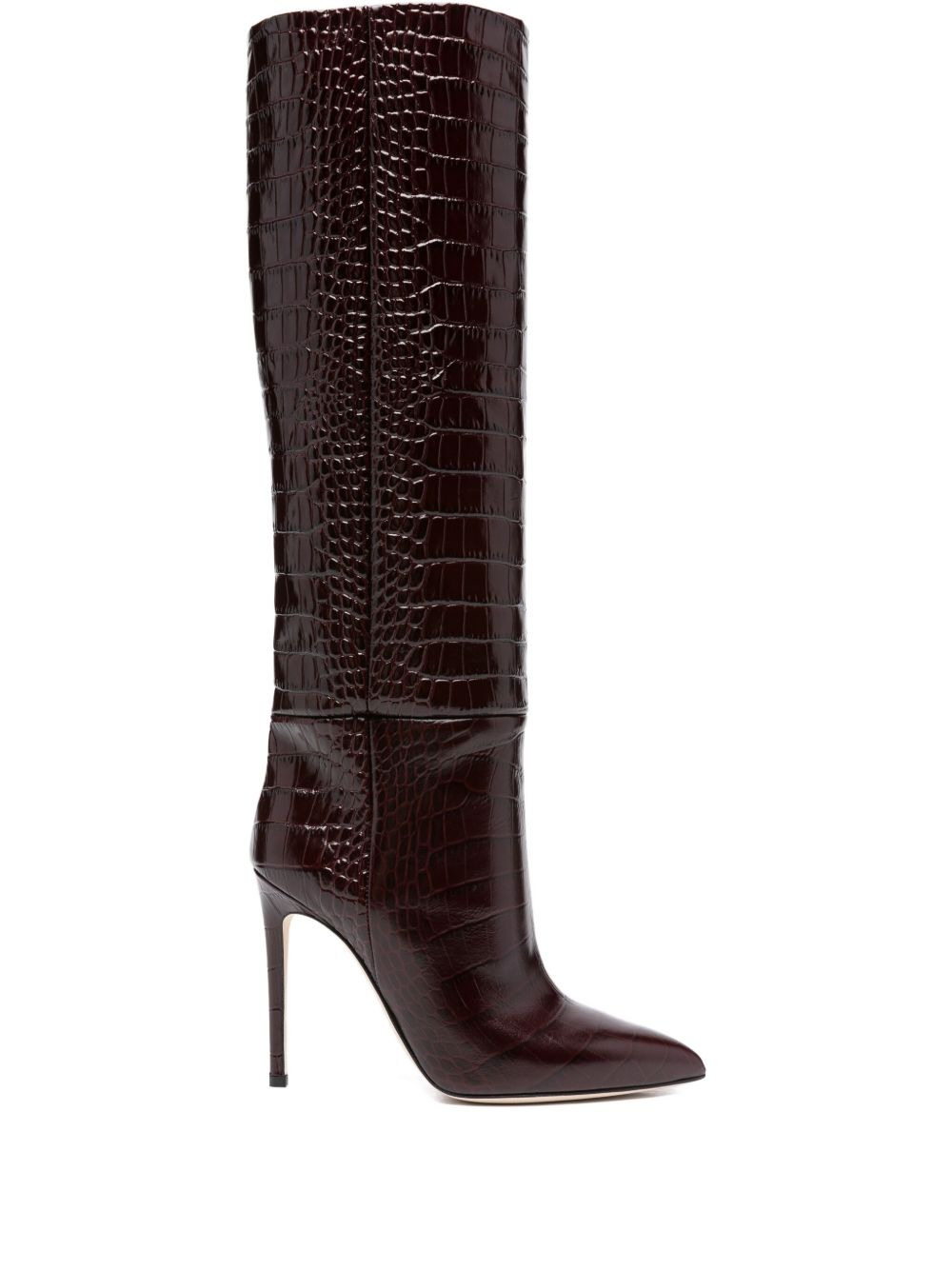 100MM crocodile-embossed stiletto boots - 1