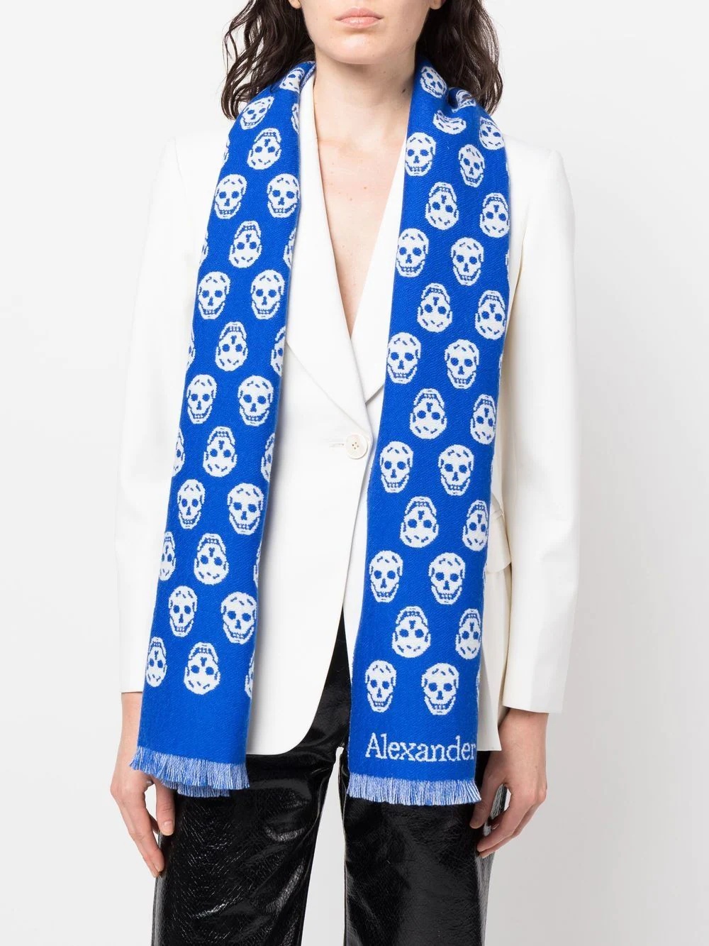 skull-print knitted scarf - 2