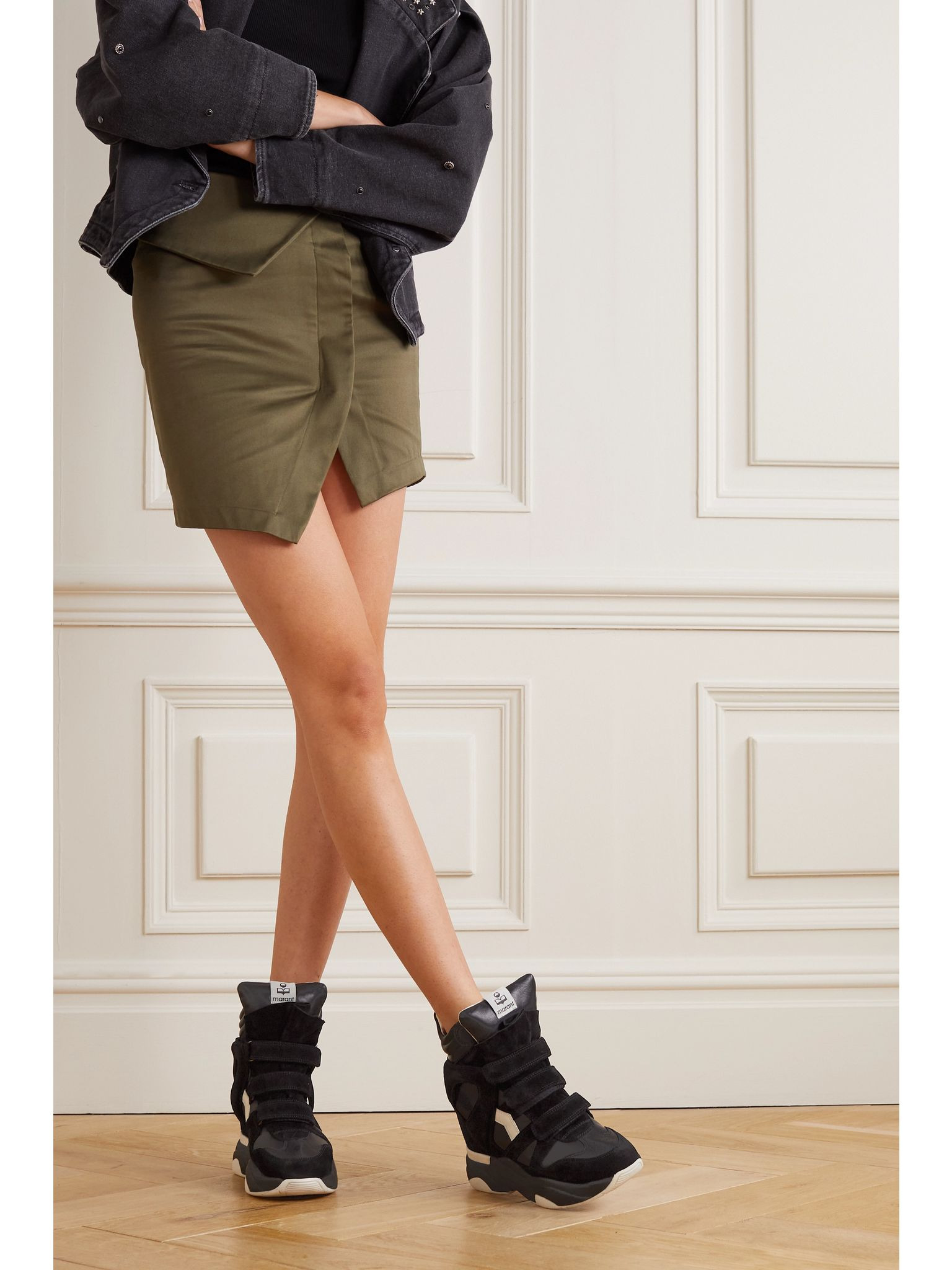 Balskee leather and suede high-top wedge sneakers Black - 2