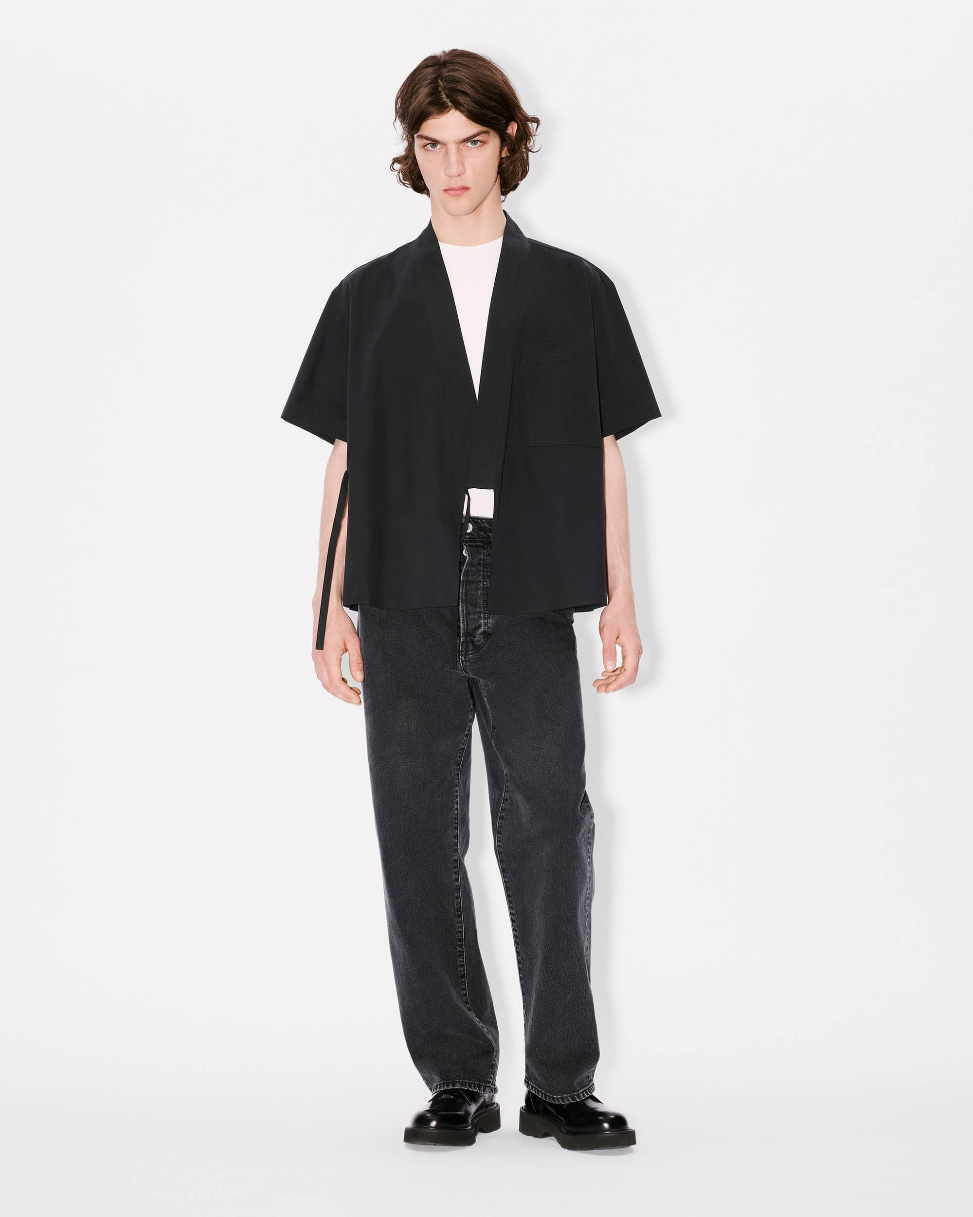 Kimono short sleeve shirt in cotton poplin - 5