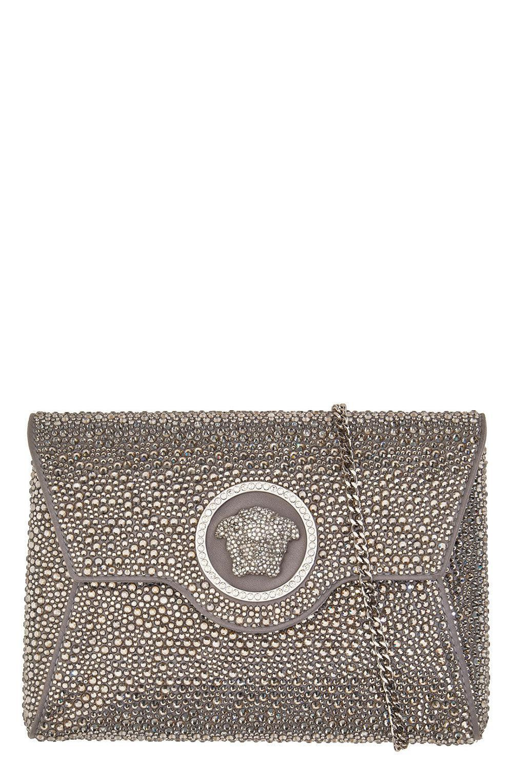 La Medusa Envelope Clutch - Pearl Gray Crystal - 1