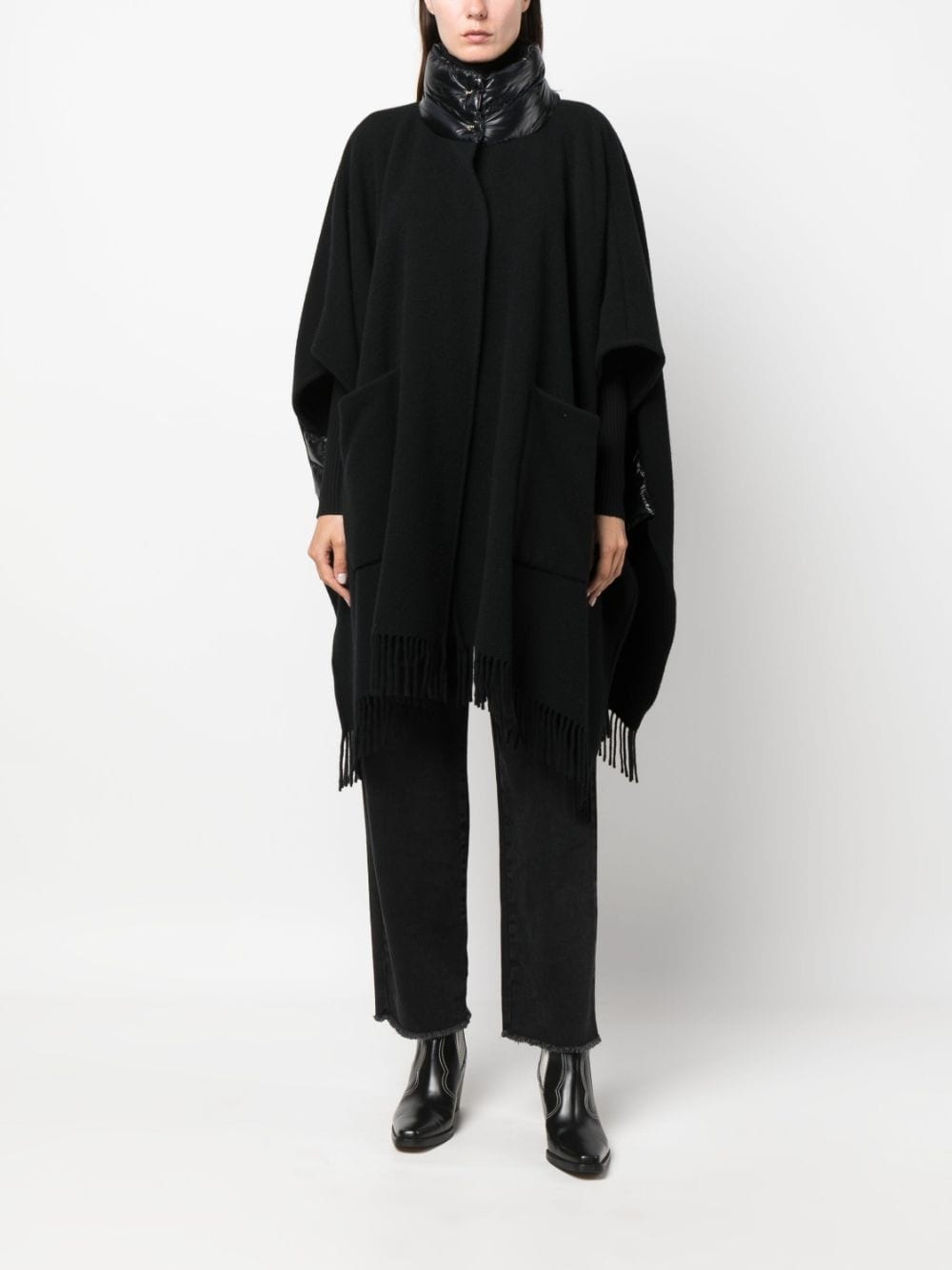 panelled wool-cashmere blend cape - 2