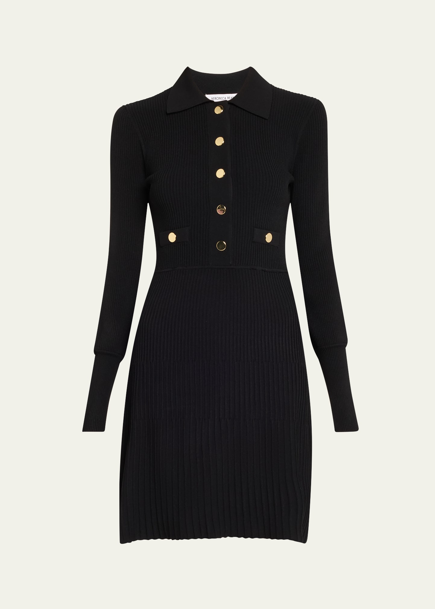 Lauper Long-Sleeve Ribbed Mini Dress - 1