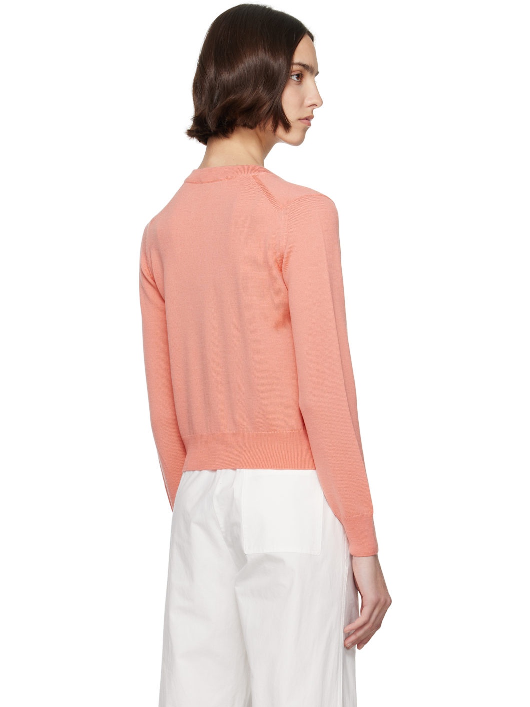 Pink Bold Fox Head Patch Regular Cardigan - 3