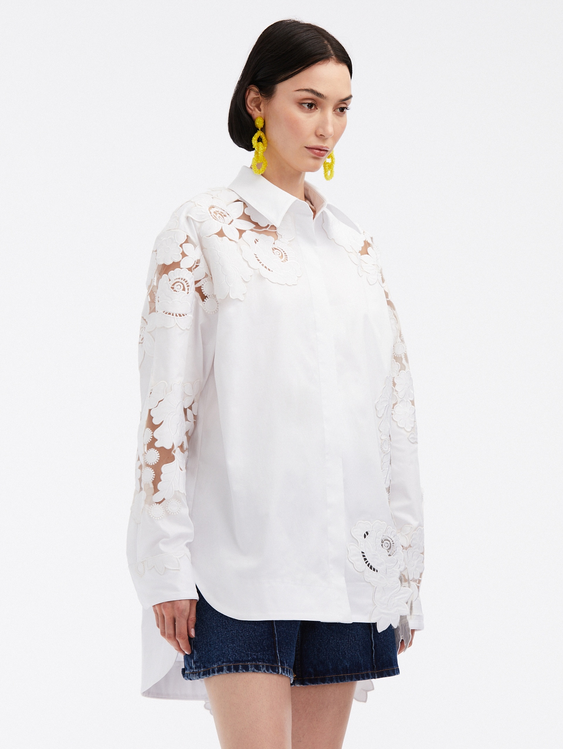 MIXED BOTANICAL COTTON TWILL BLOUSE - 4