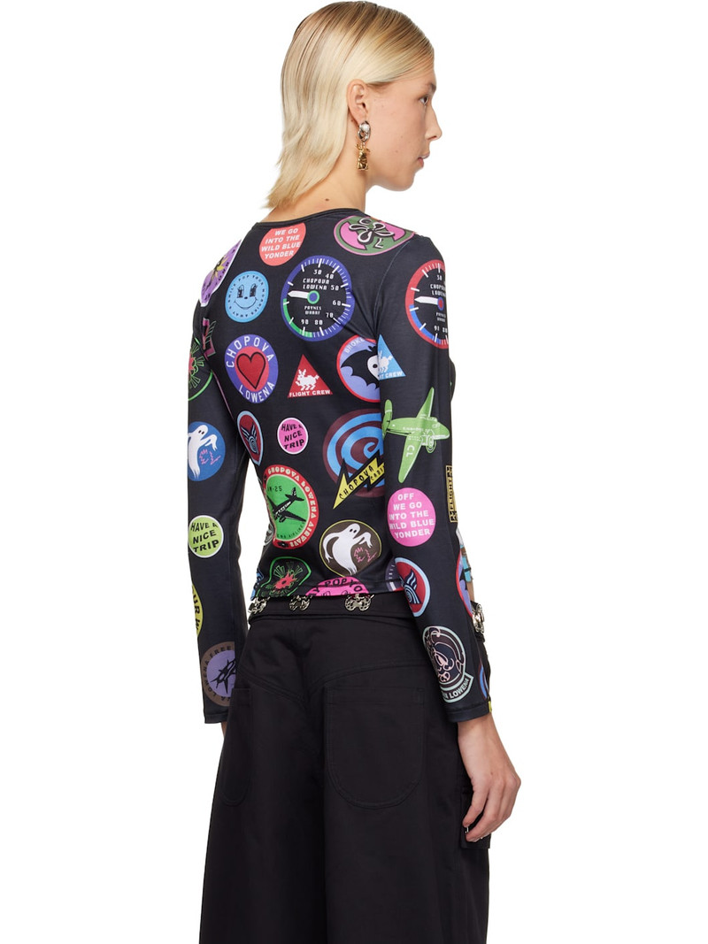 Black Patch Print Fitted Jersey T-shirt 3