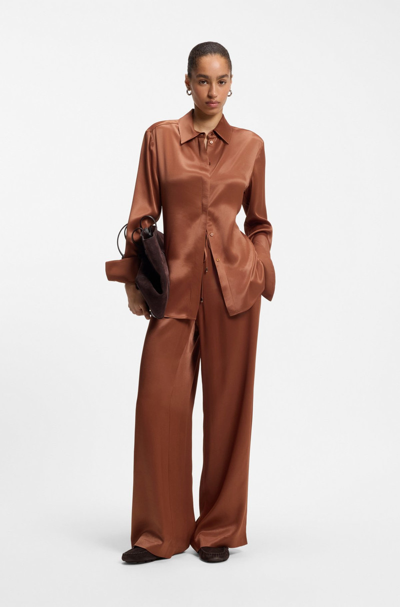 BOSS REGULAR-FIT BLOUSE IN SOFT, LUSTROUS FABRIC outlook