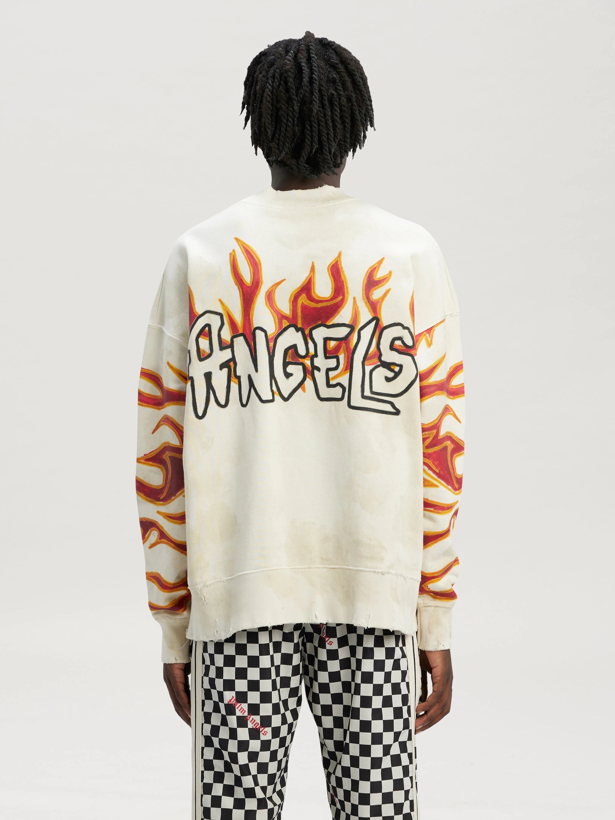 GARMENT DYE PALM GRAFFITI FLAMES SWEATSHIRT - 5