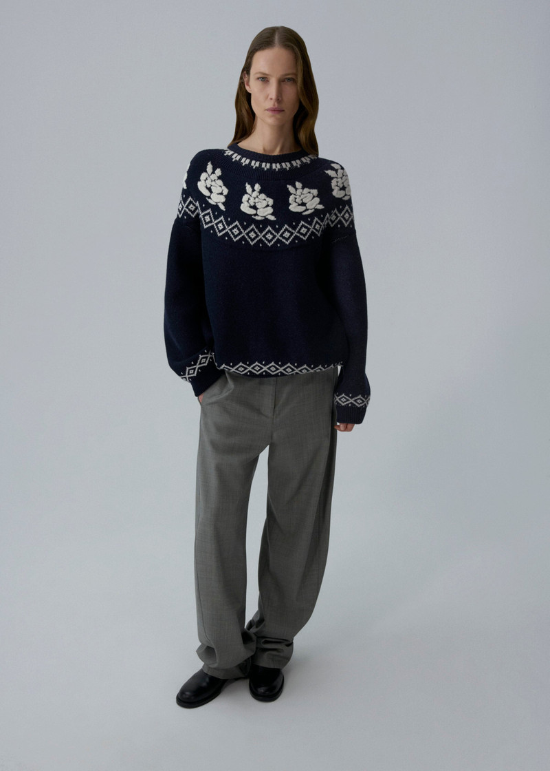 MAGDA BUTRYM Fair Isle rose sweater in navy outlook