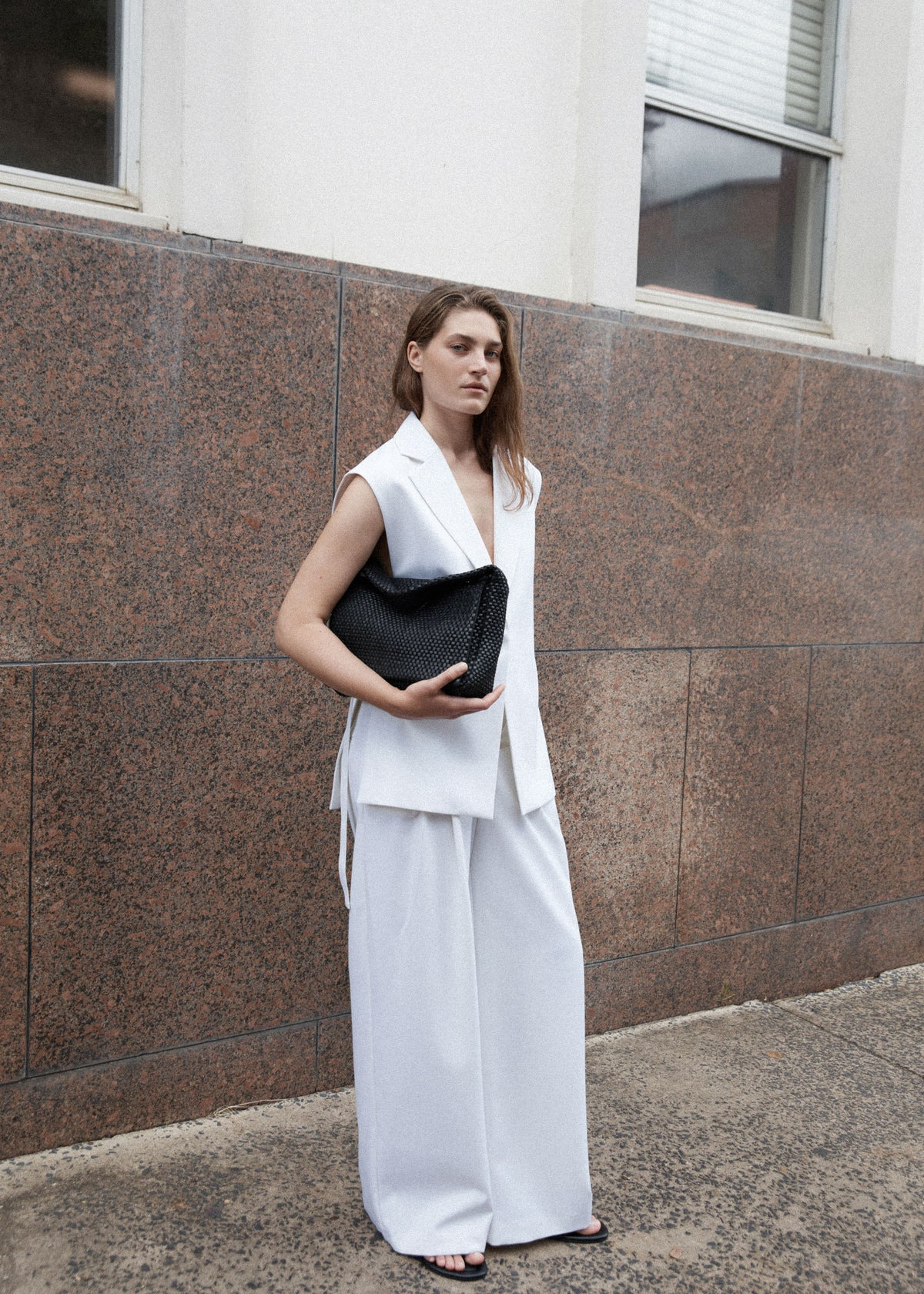 Relaxed Side Tie Vest - Off White - 7
