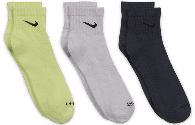 Nike Plus Lightweight Ankle Socks Unisex 3Pairs Yellow/Gray/Navy SX6893-913 - 2